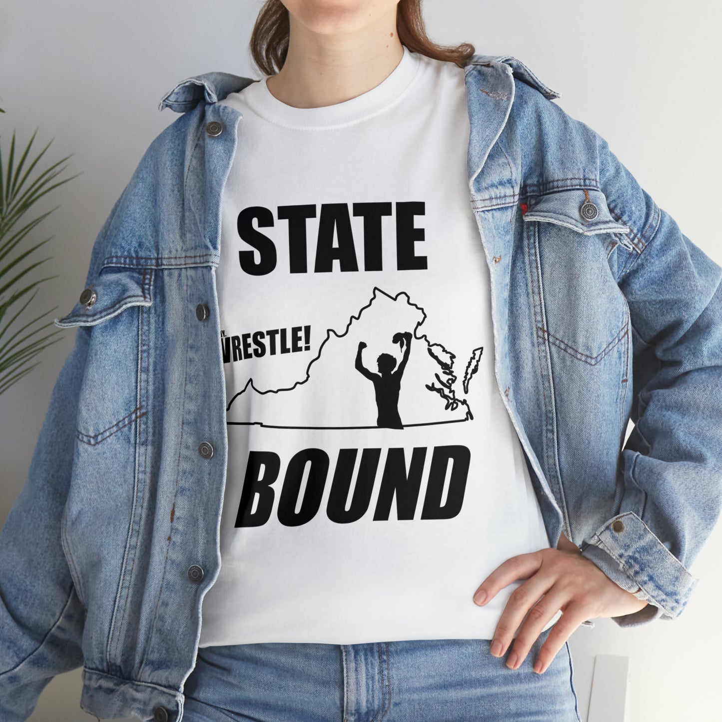 Virginia State Bound, Black Logo, Unisex Heavy Cotton Tee