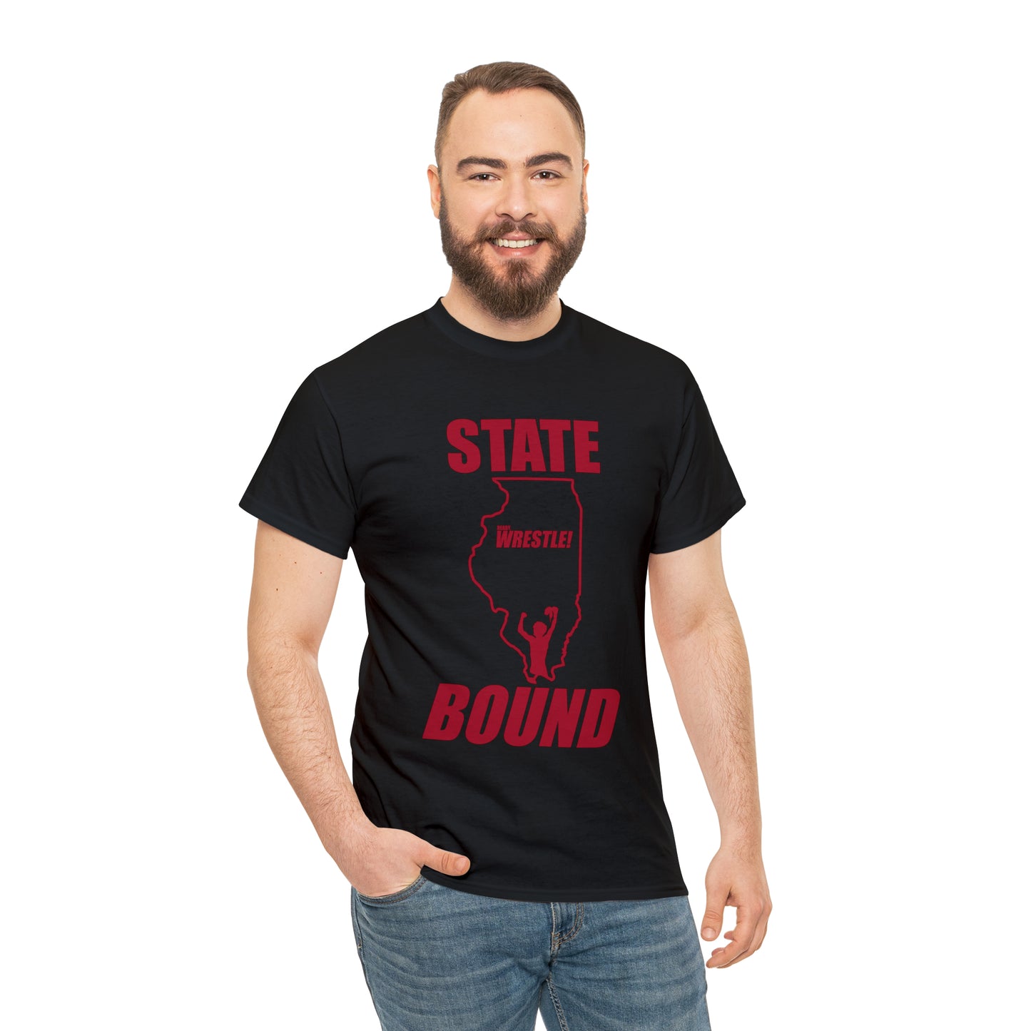 Illinois State Bound, Red Logo, Unisex Heavy Cotton Tee