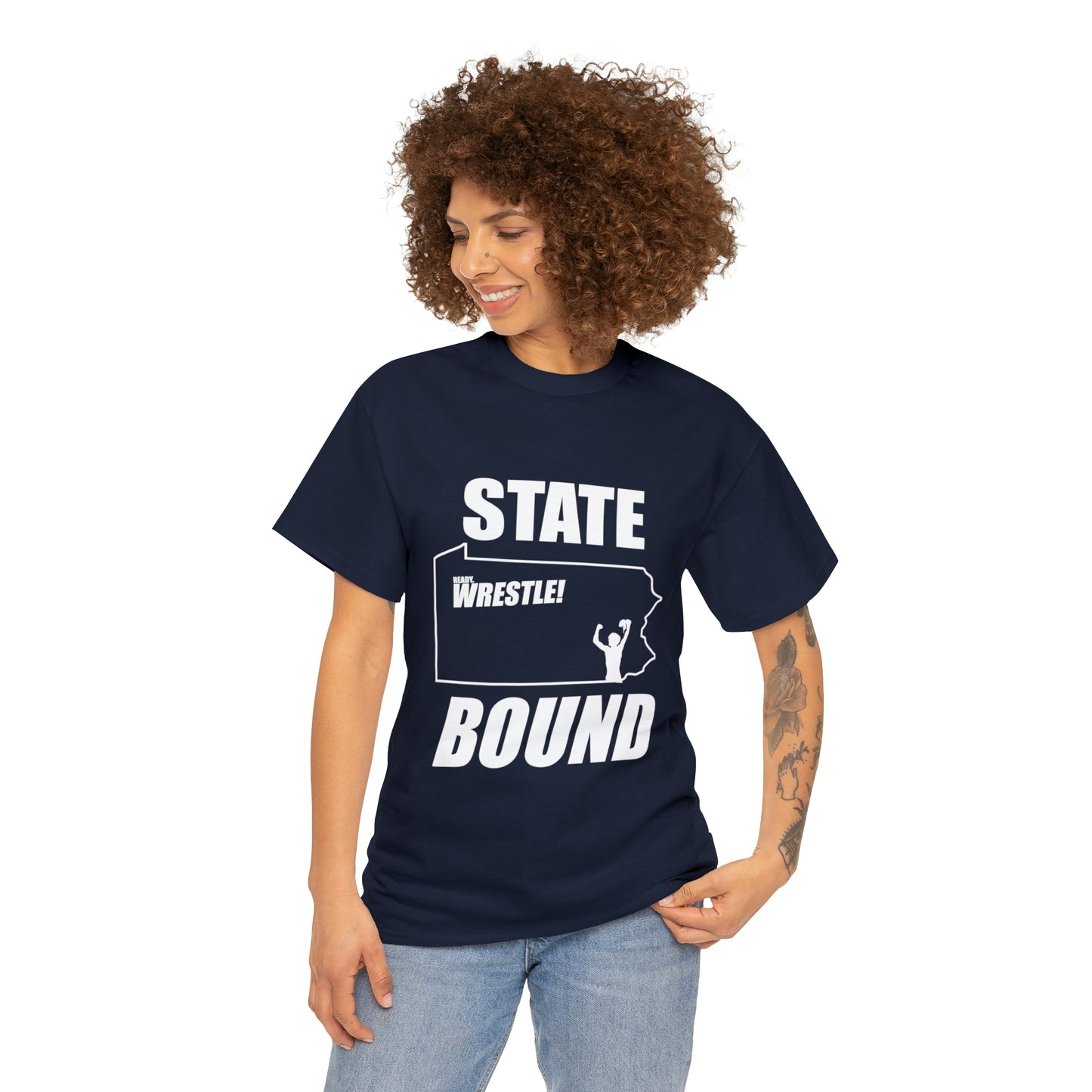 Pennsylvania State Bound, White Logo, Unisex Heavy Cotton Tee