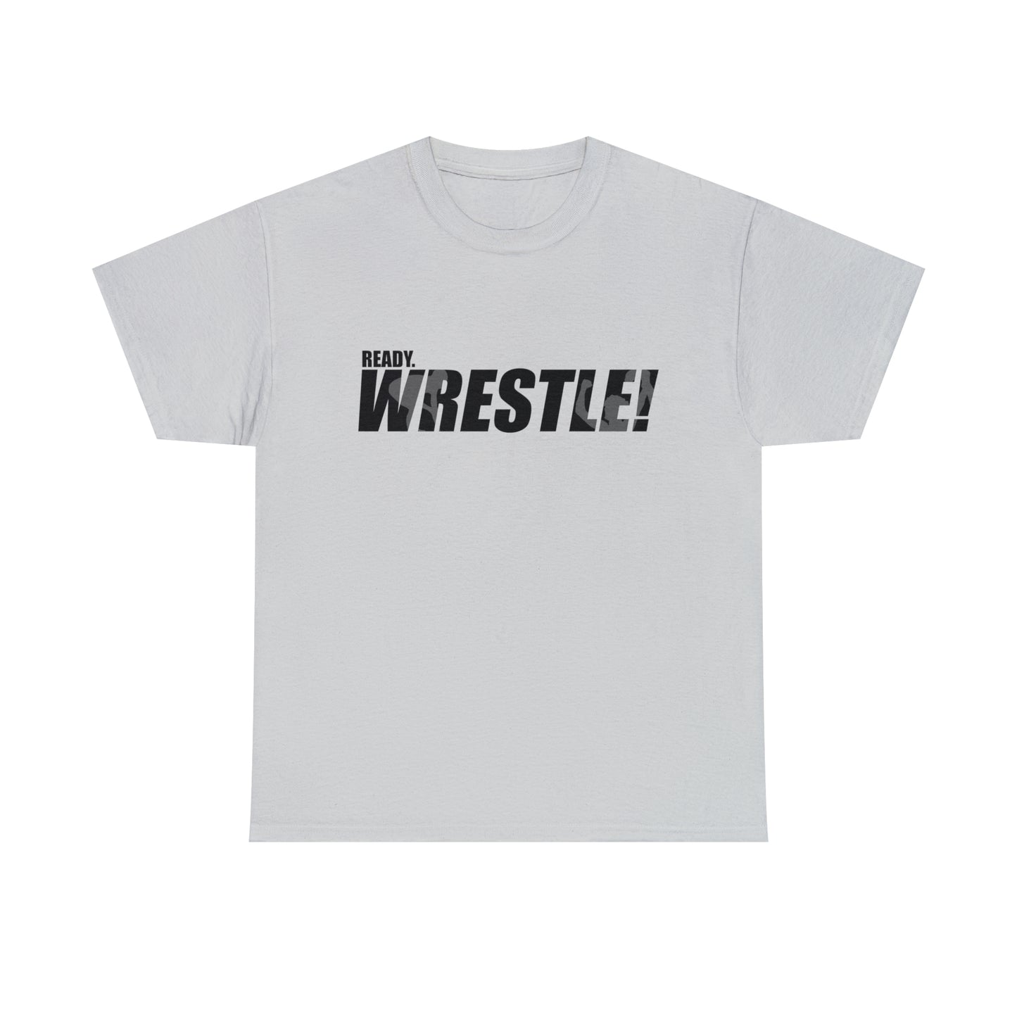 Ready. Wrestle! Black Logo w/White Silhouettes, Unisex Heavy Cotton Tee