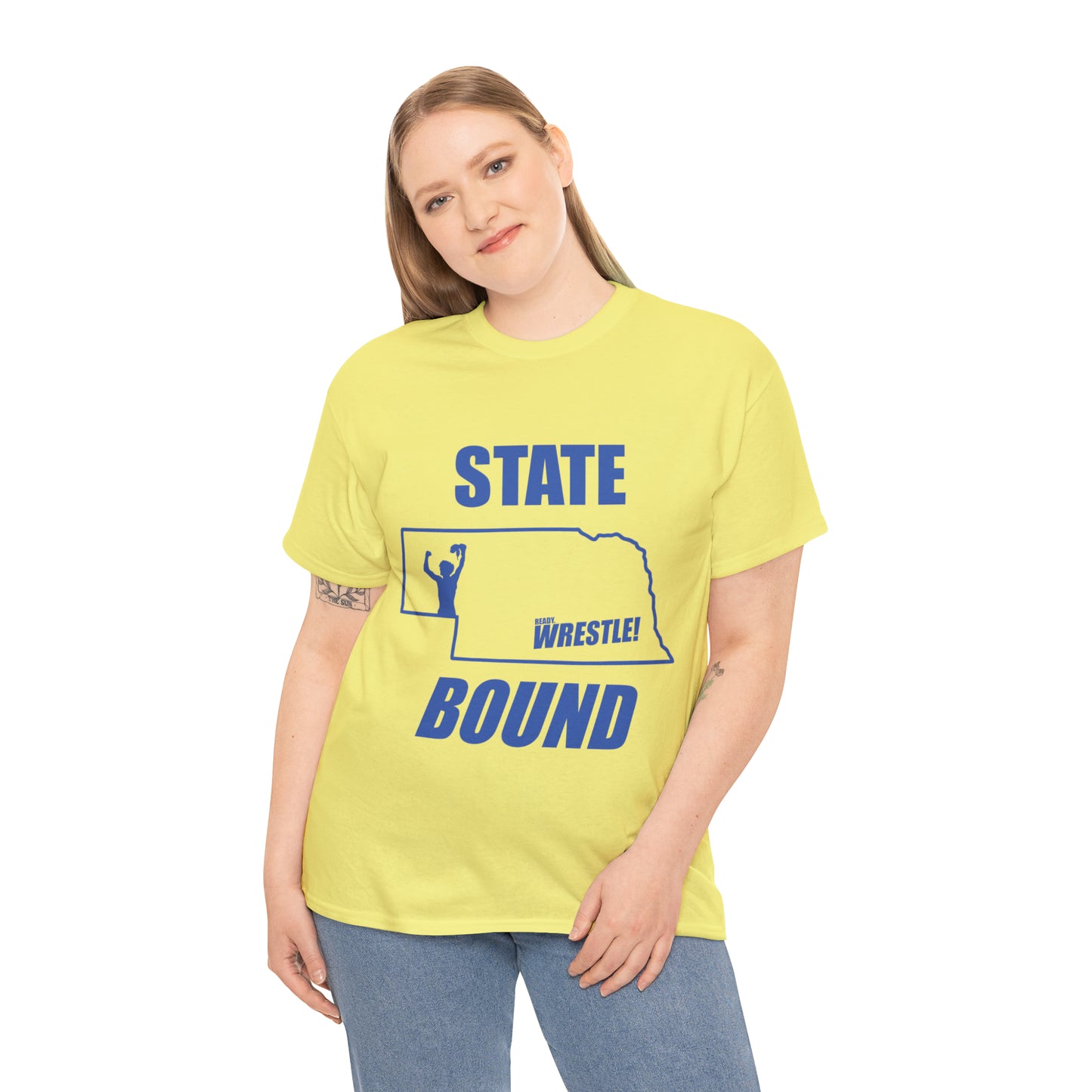 Nebraska State Bound, Royal Blue Logo, Unisex Heavy Cotton Tee