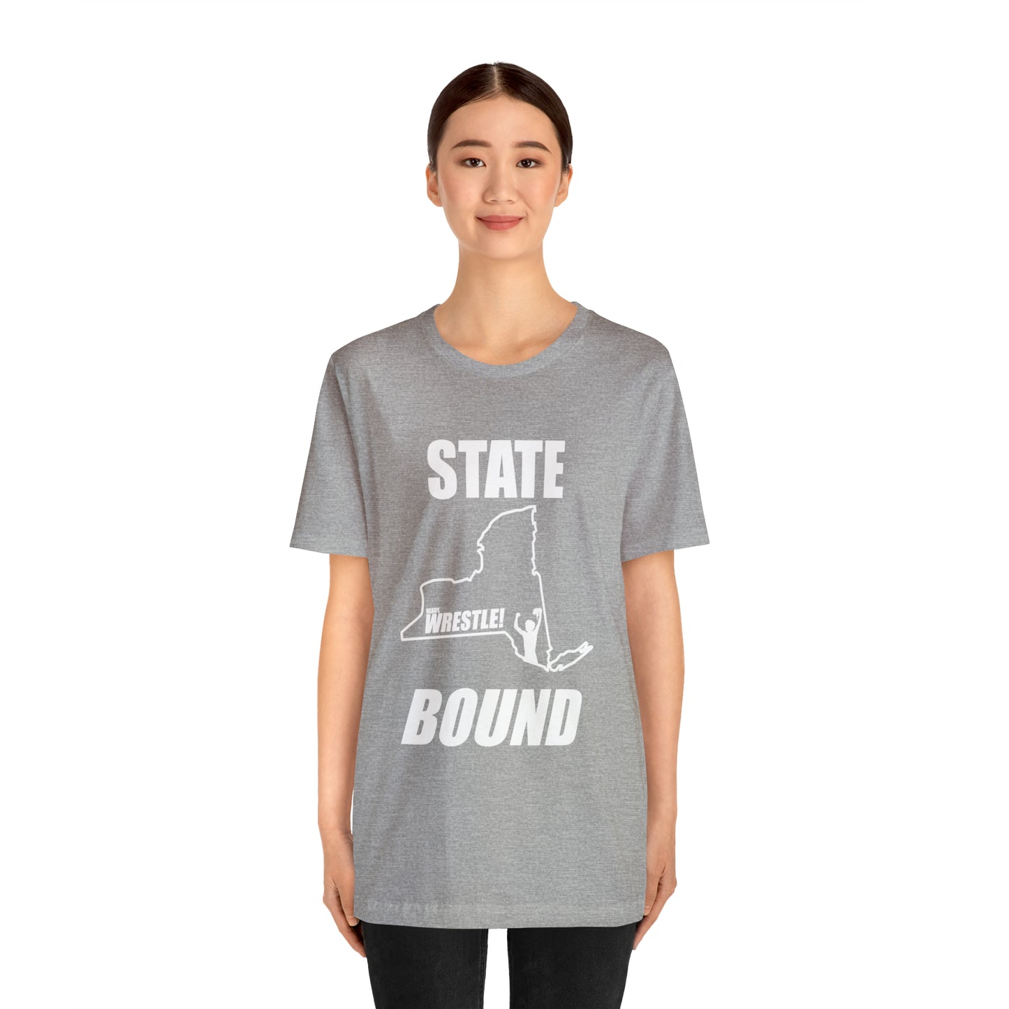 New York State Bound, Unisex Jersey Short Sleeve Tee, White Logo