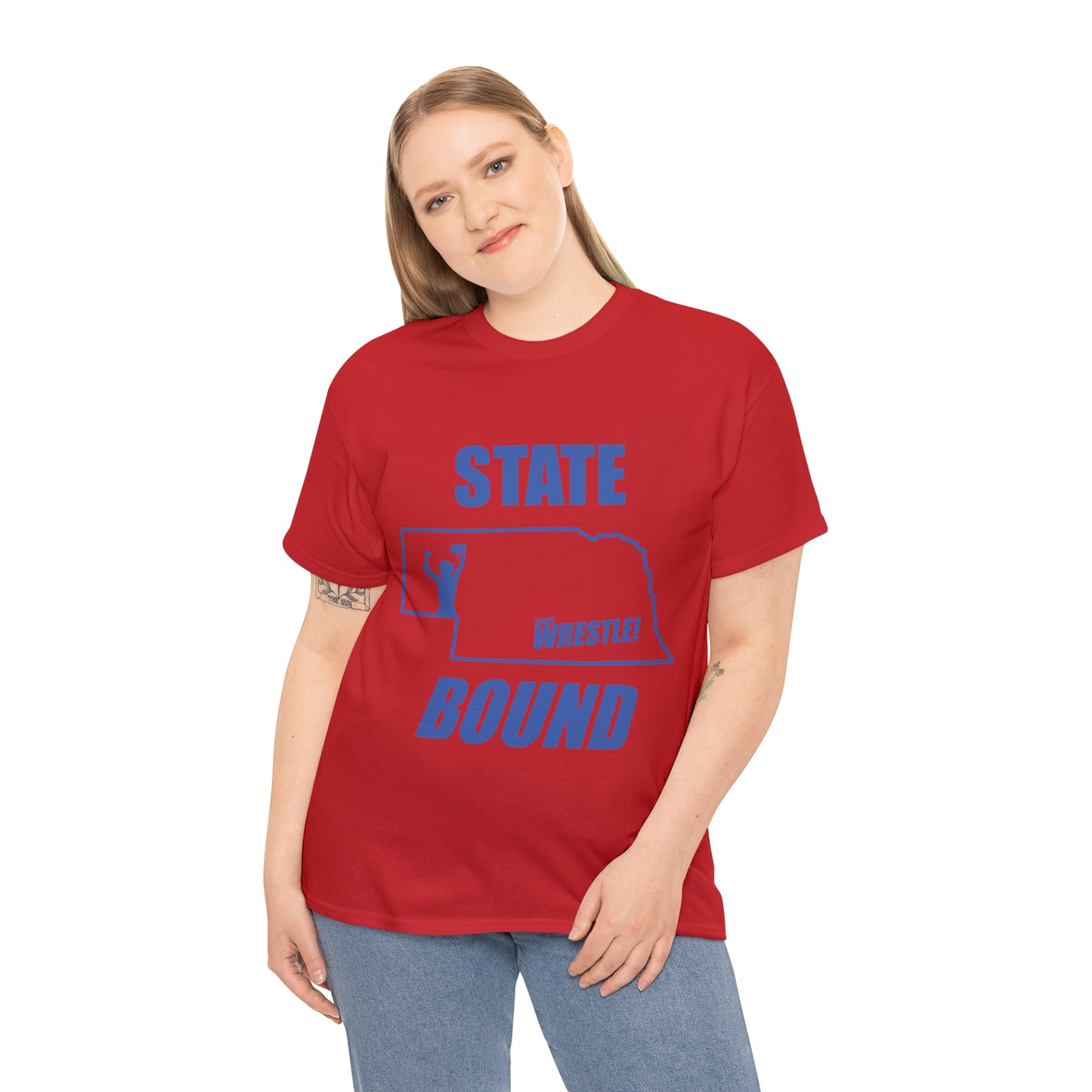 Nebraska State Bound, Royal Blue Logo, Unisex Heavy Cotton Tee