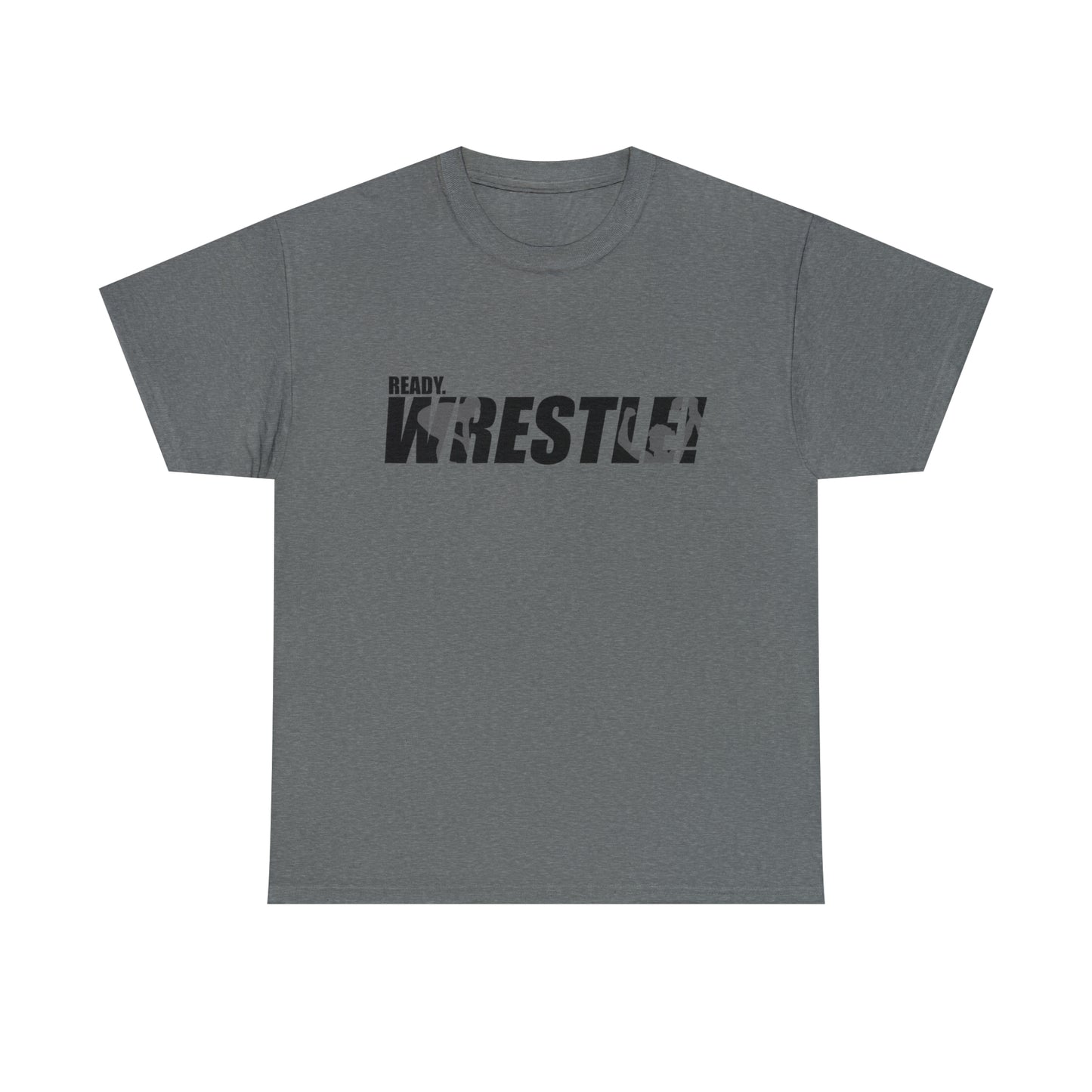 Ready. Wrestle! Black Logo w/White Silhouettes, Unisex Heavy Cotton Tee