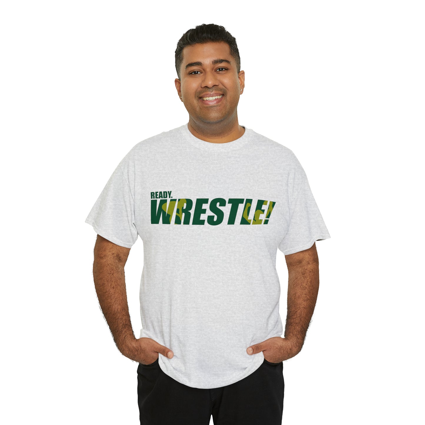 Ready. Wrestle! Green/Gold Logo, Unisex Heavy Cotton Tee