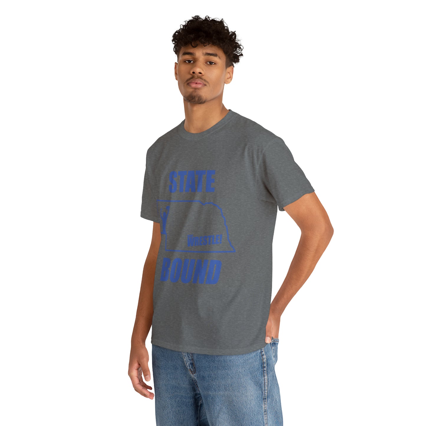 Nebraska State Bound, Royal Blue Logo, Unisex Heavy Cotton Tee