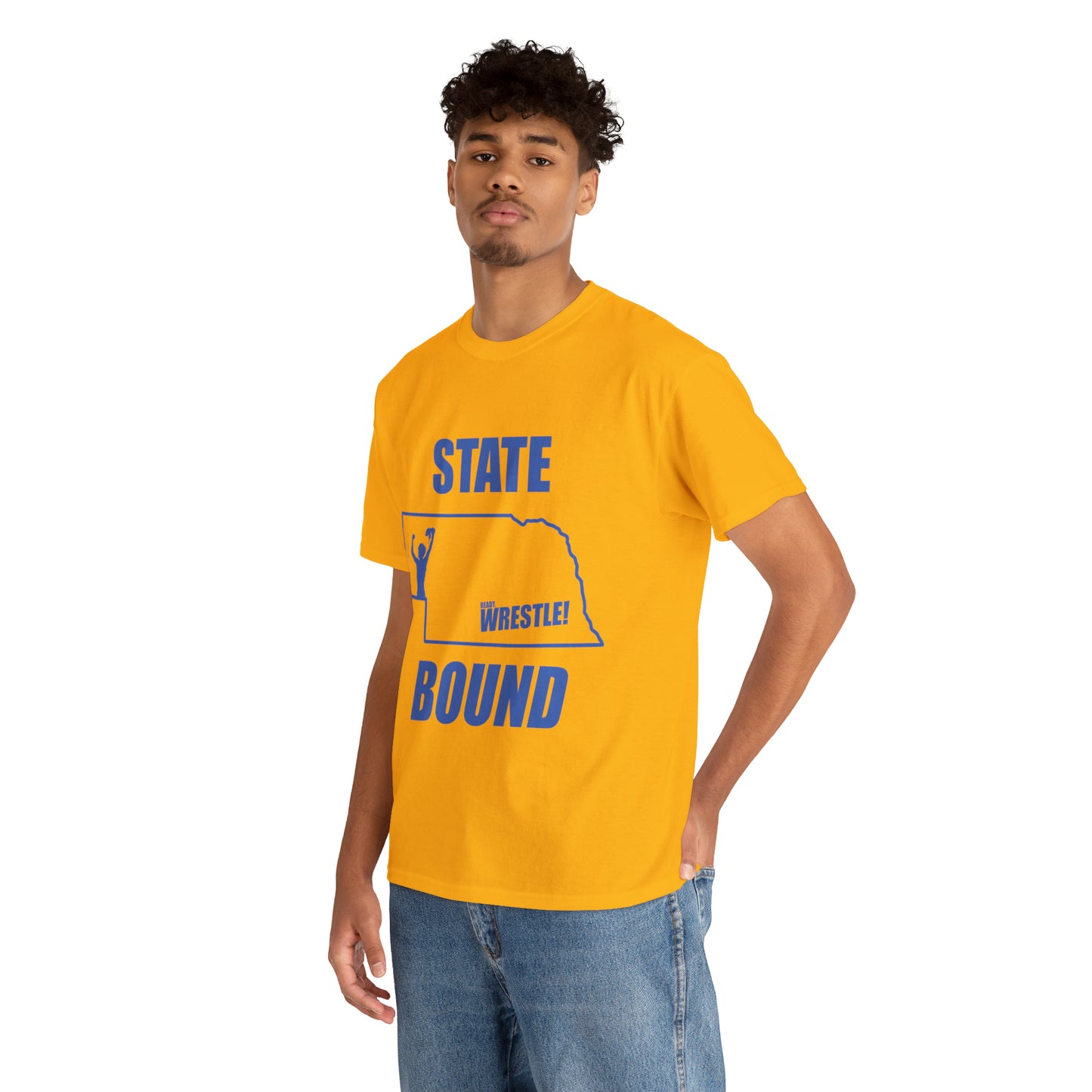 Nebraska State Bound, Royal Blue Logo, Unisex Heavy Cotton Tee