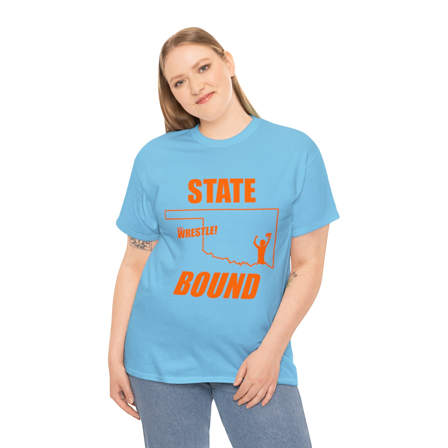 Oklahoma State Bound, Orange Logo, Unisex Heavy Cotton Tee