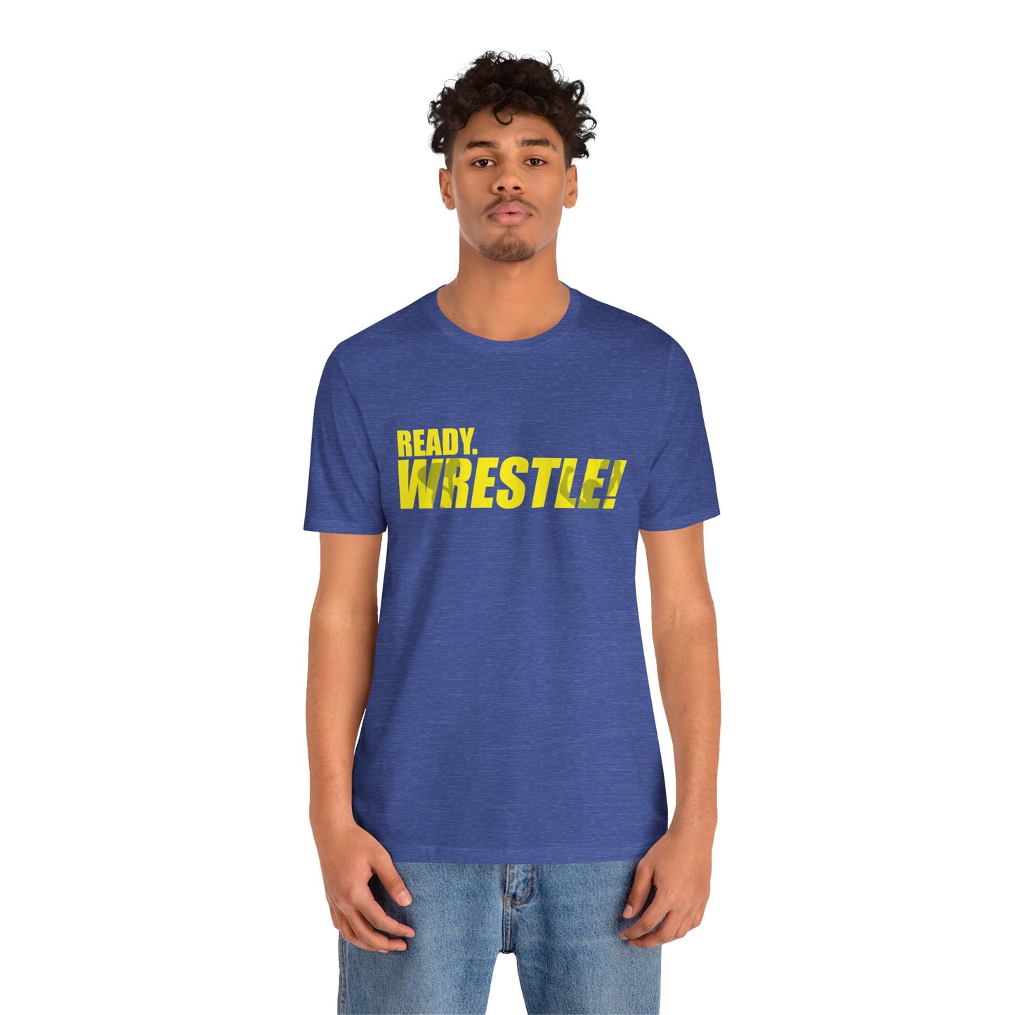 Ready. Wrestle! Gold Logo with Green, Unisex Jersey Short Sleeve Tee