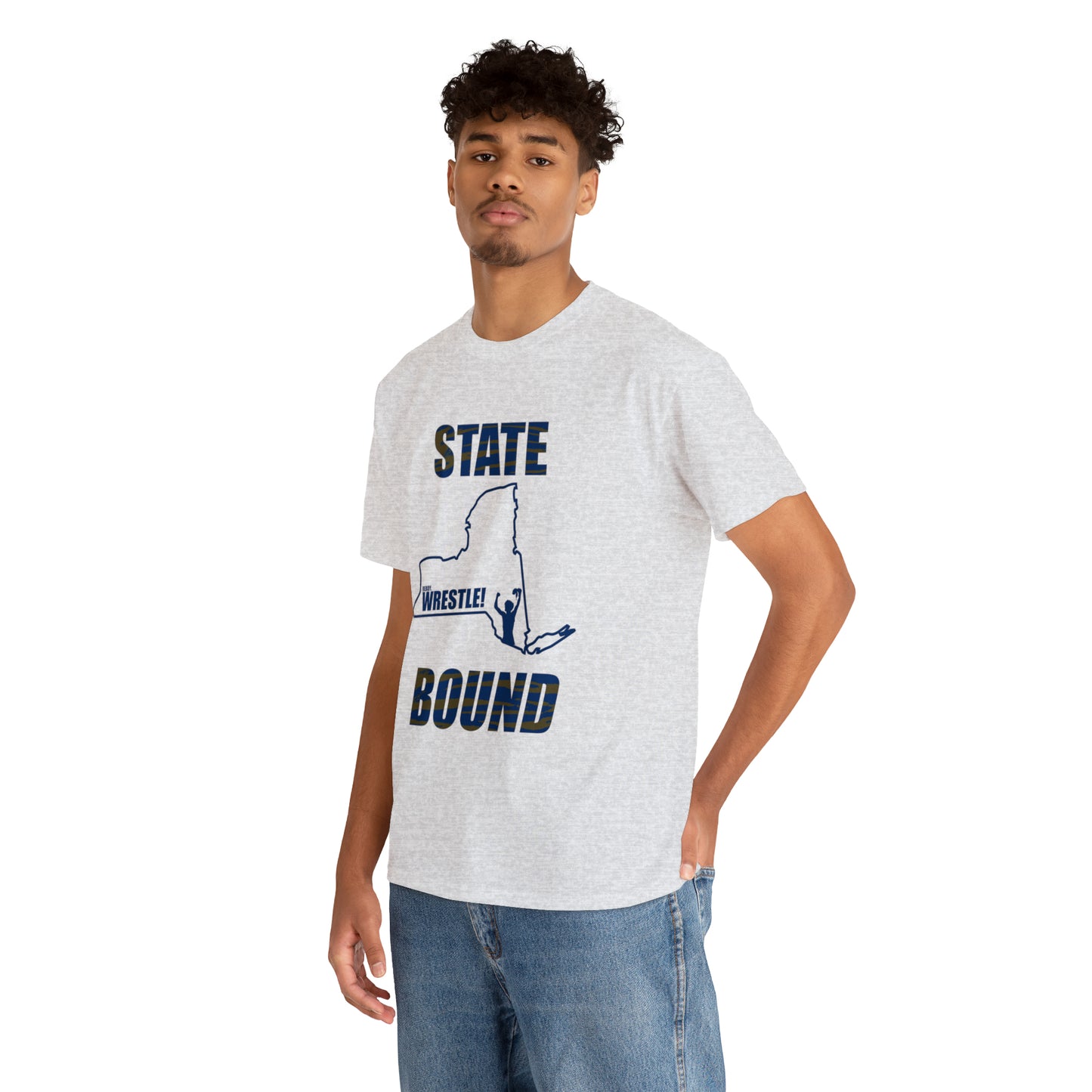 New York State Bound, Blue Logo, Tiger stripes, Unisex Heavy Cotton Tee