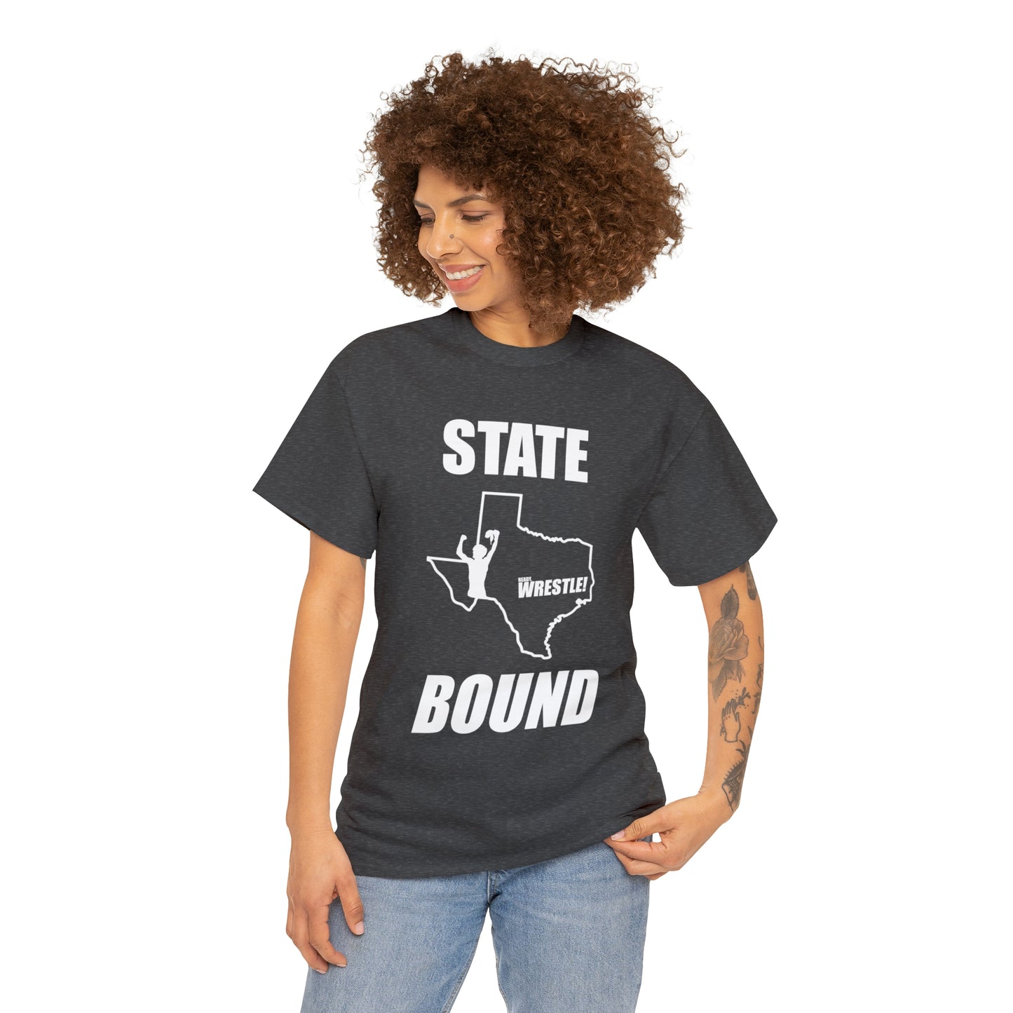 Texas State Bound, White Logo, Unisex Heavy Cotton Tee