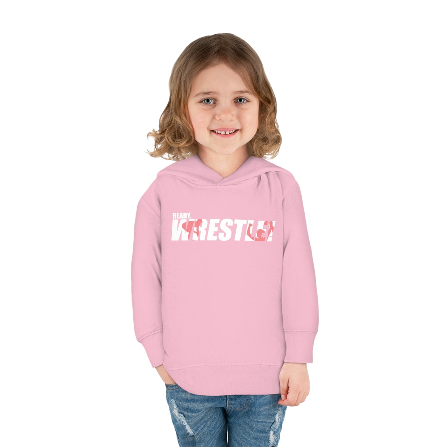 Ready. Wrestle! Toddler Pullover Fleece Hoodie, Red/White Logo