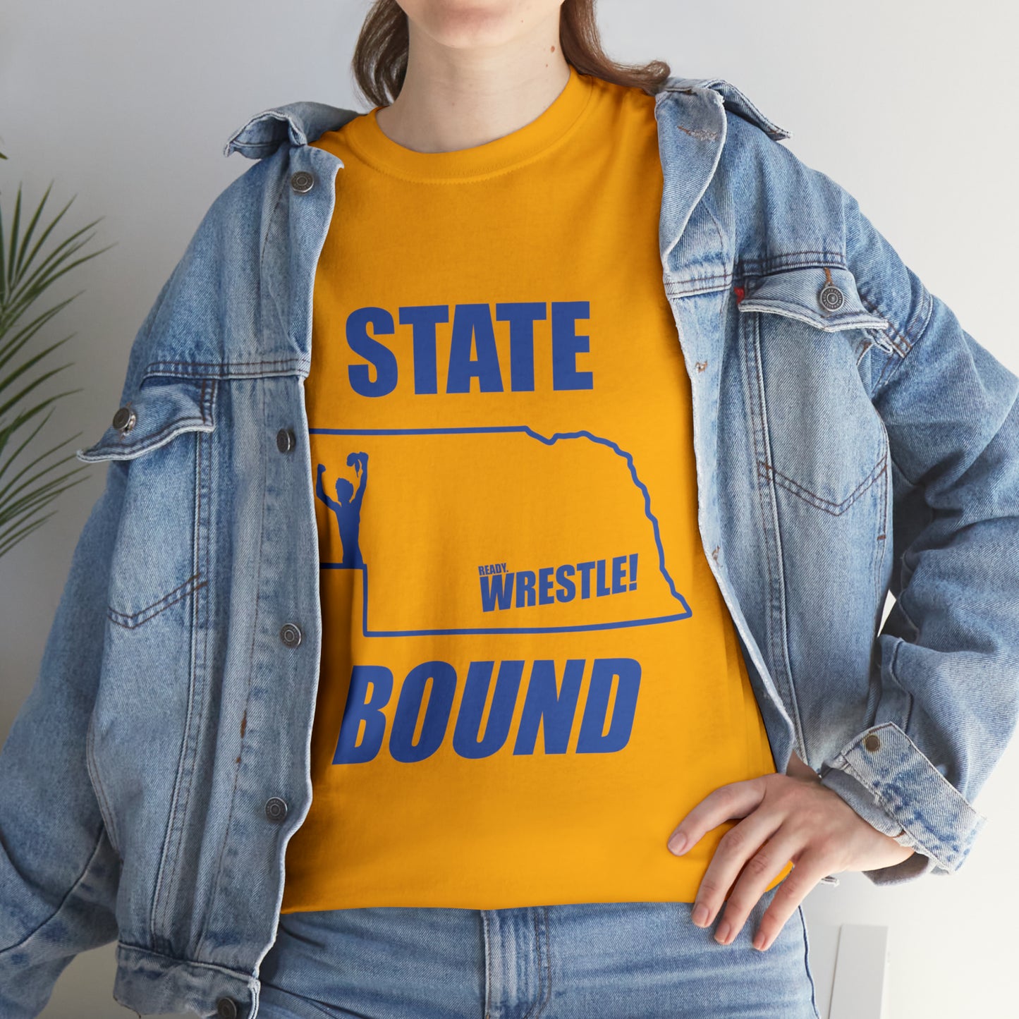 Nebraska State Bound, Royal Blue Logo, Unisex Heavy Cotton Tee