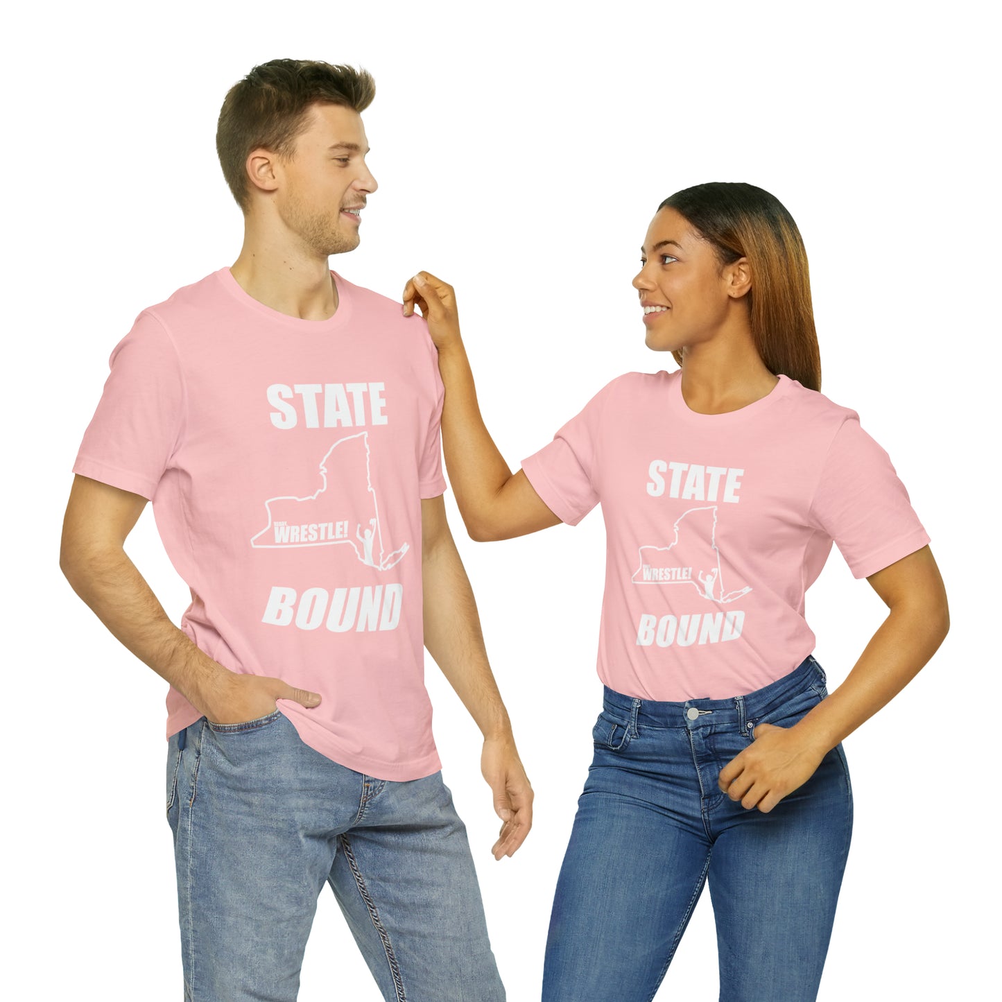 New York State Bound, Unisex Jersey Short Sleeve Tee, White Logo