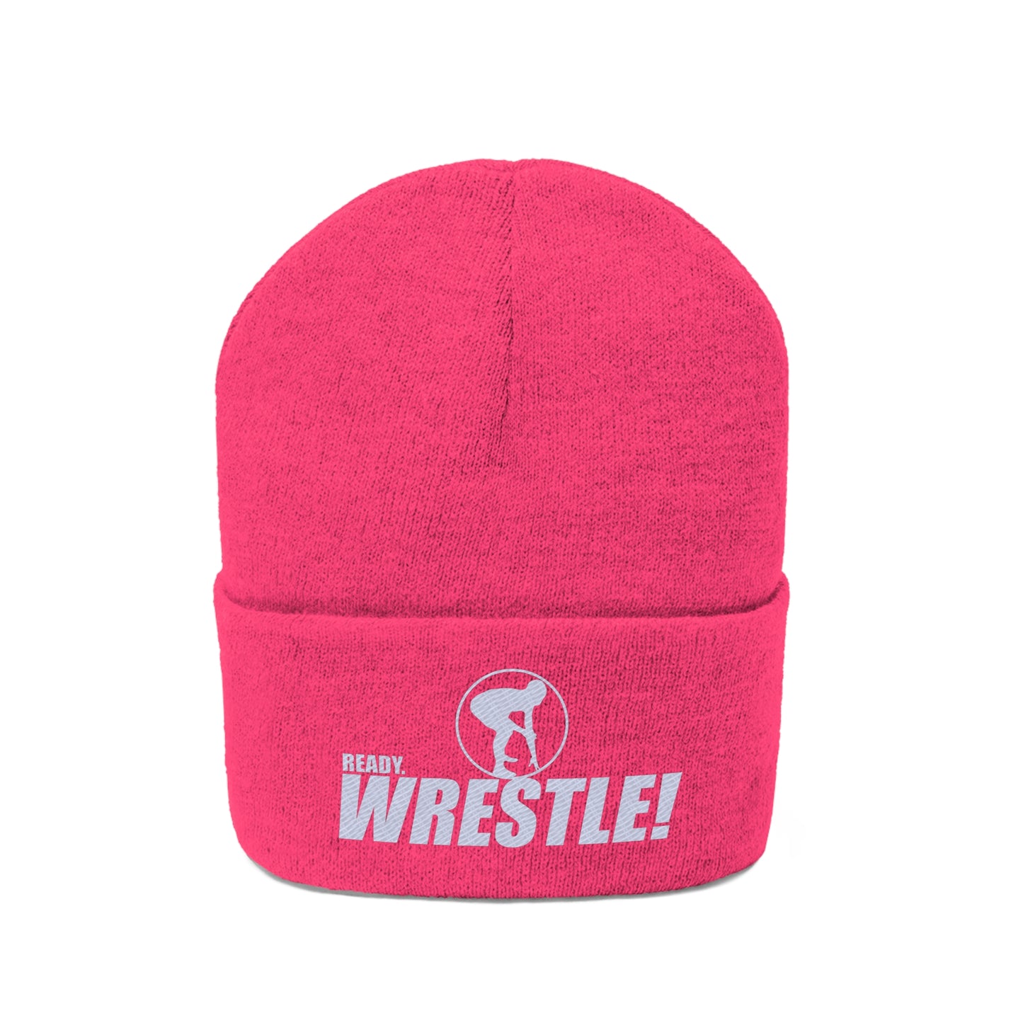 Ready. Wrestle! Knit Beanie, White Logo