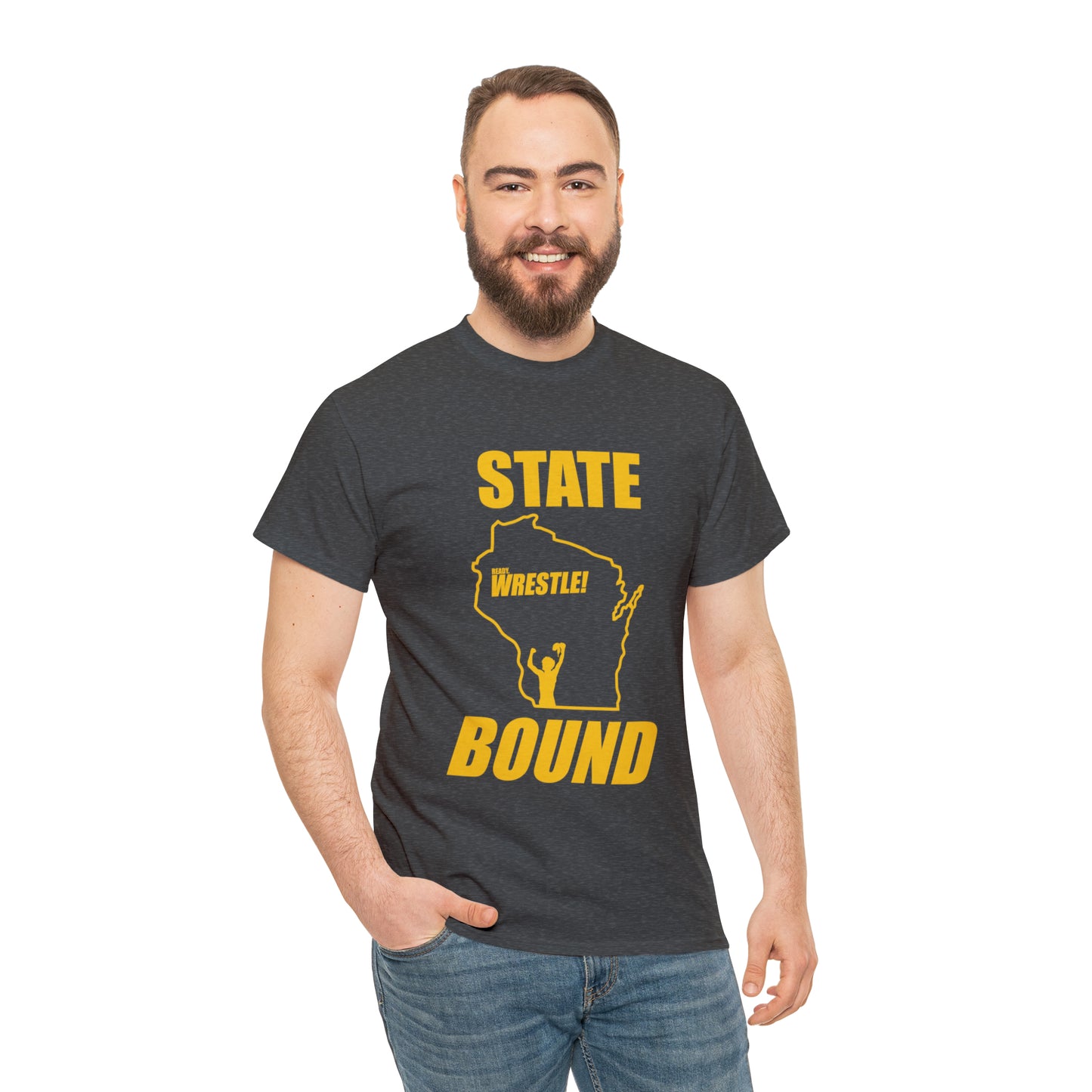 Wisconsin State Bound, Gold Logo, Unisex Heavy Cotton Tee