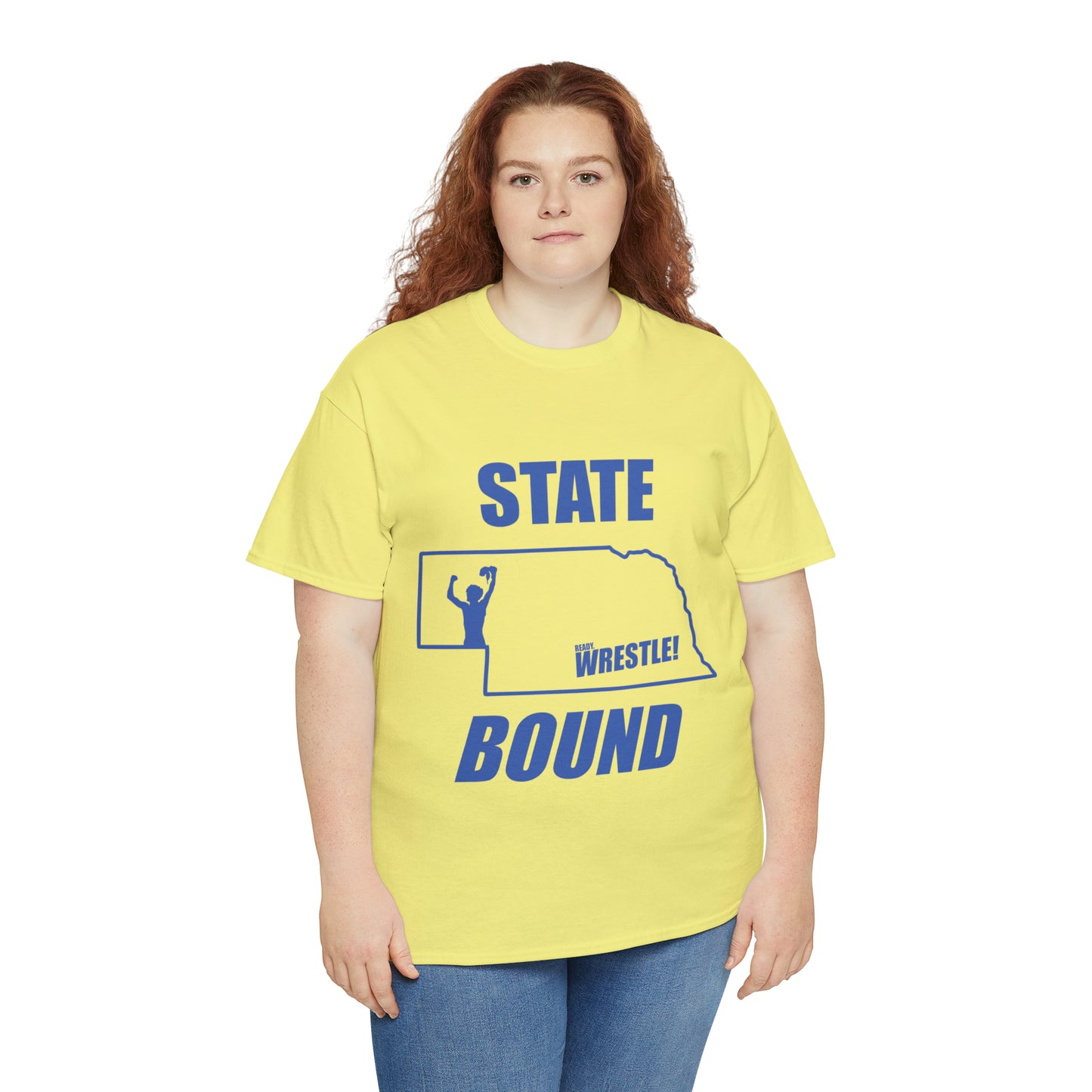 Nebraska State Bound, Royal Blue Logo, Unisex Heavy Cotton Tee