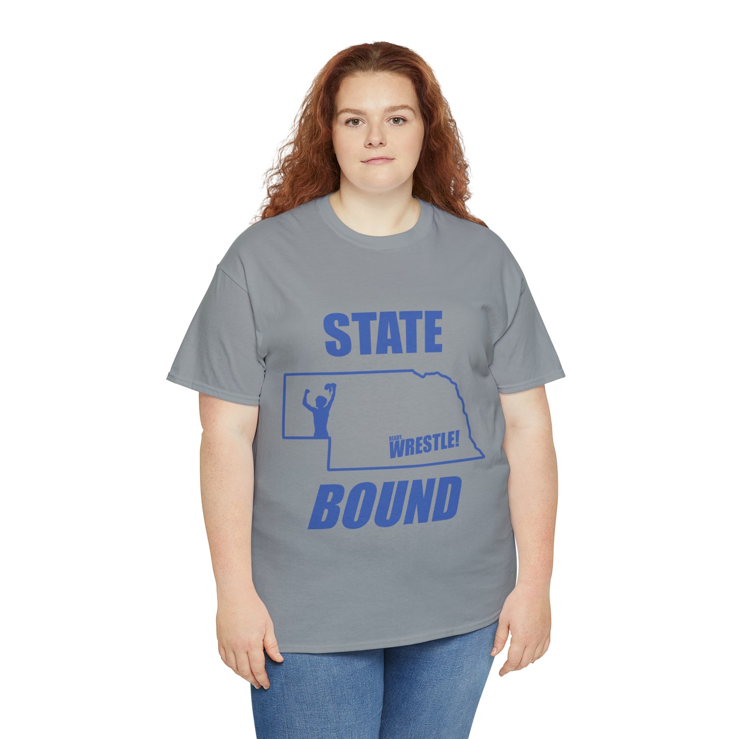 Nebraska State Bound, Royal Blue Logo, Unisex Heavy Cotton Tee