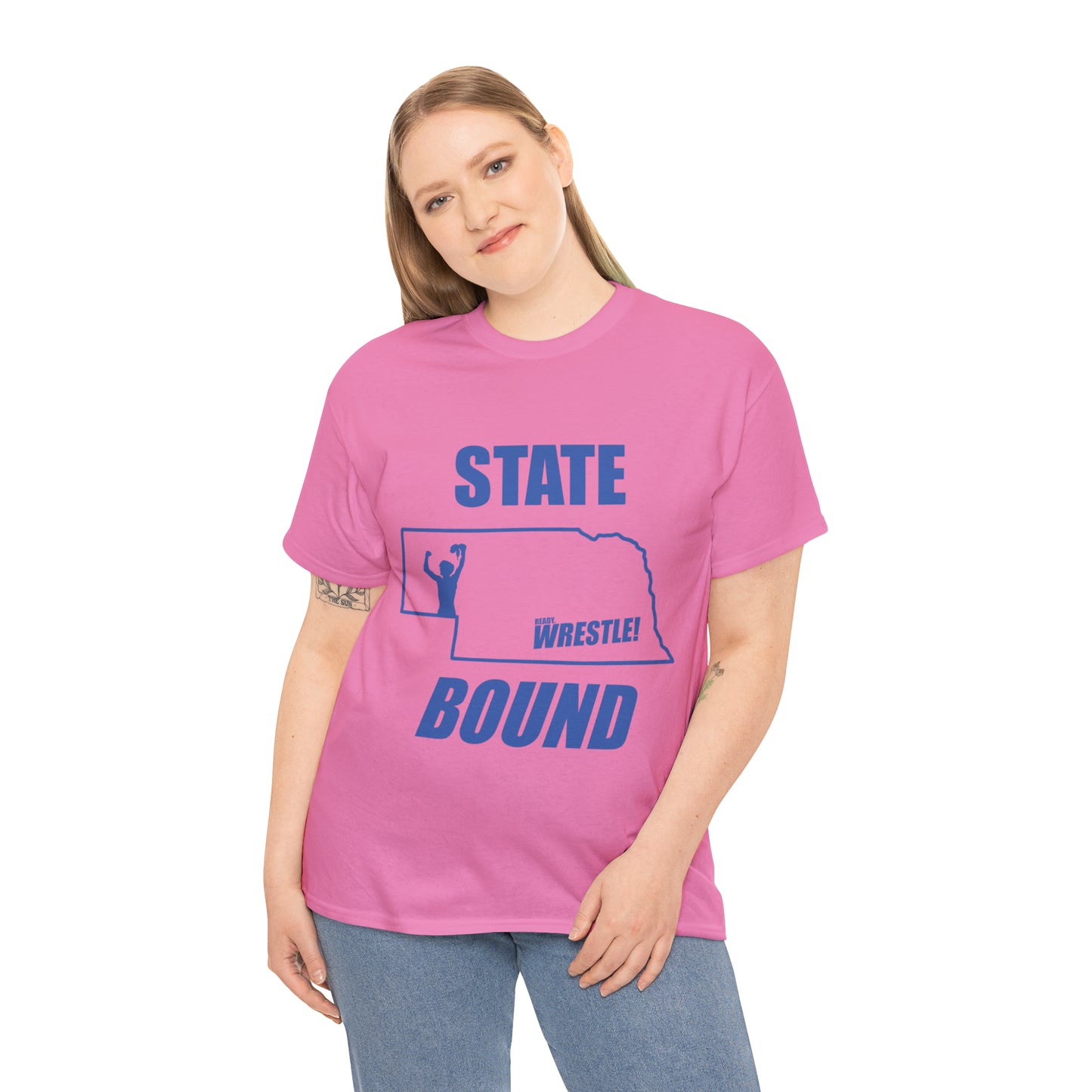 Nebraska State Bound, Royal Blue Logo, Unisex Heavy Cotton Tee