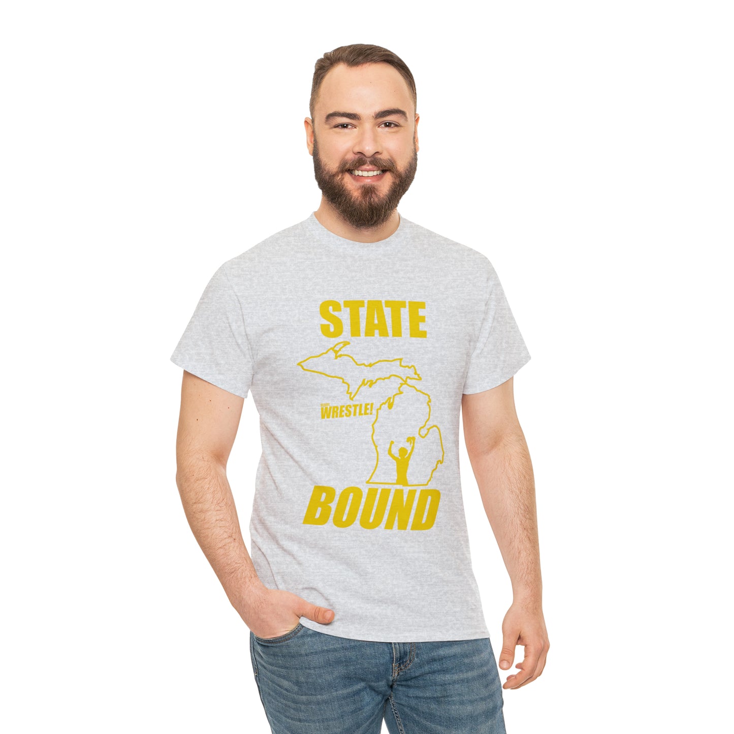 Michigan State Bound, Gold Logo, Unisex Heavy Cotton Tee