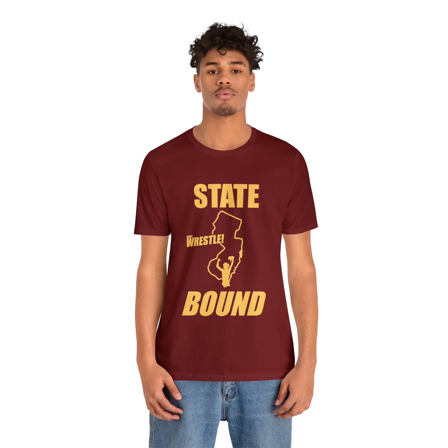 New Jersey State Bound, Gold Print, Bella+Canvas 3001, Unisex Jersey Short Sleeve Tee