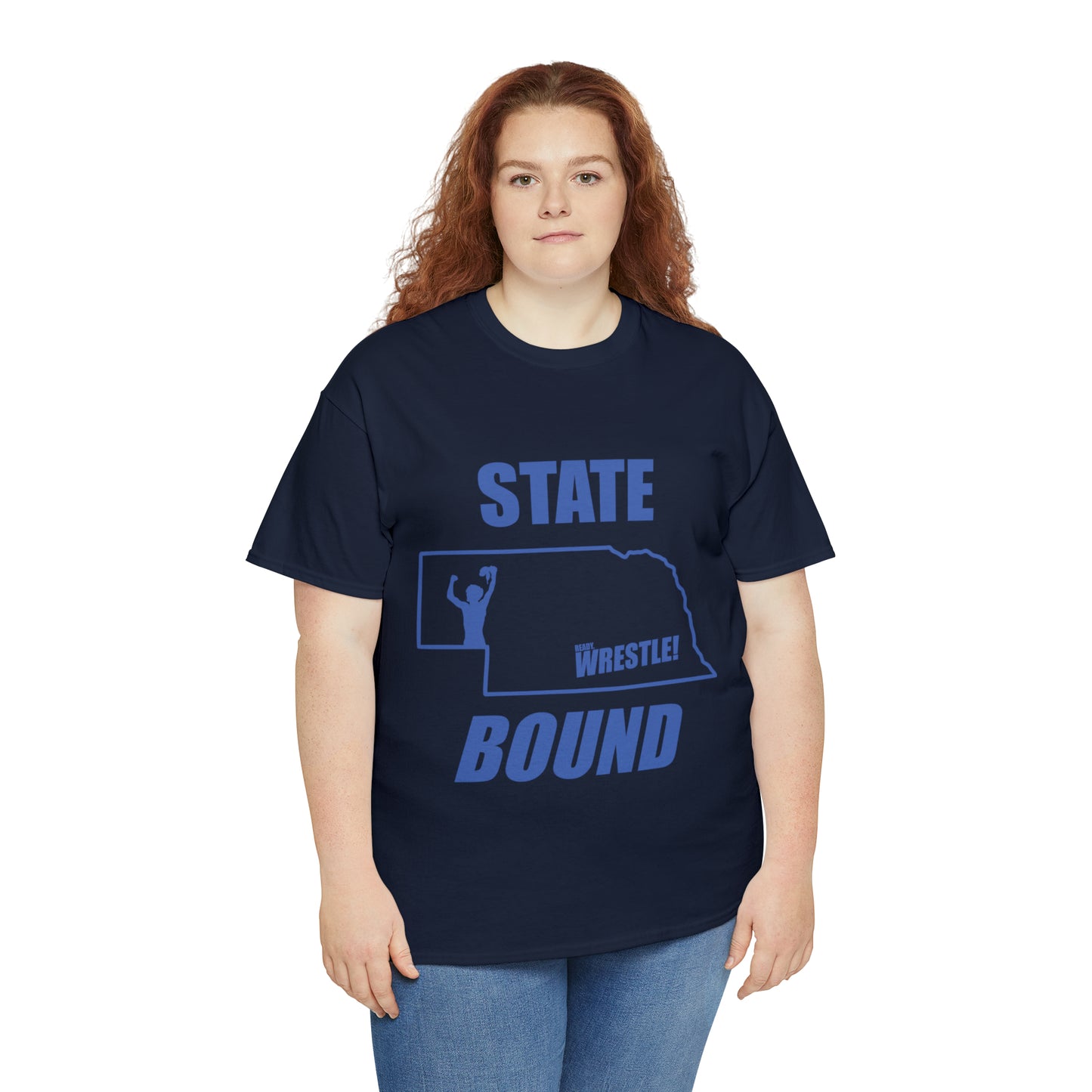 Nebraska State Bound, Royal Blue Logo, Unisex Heavy Cotton Tee