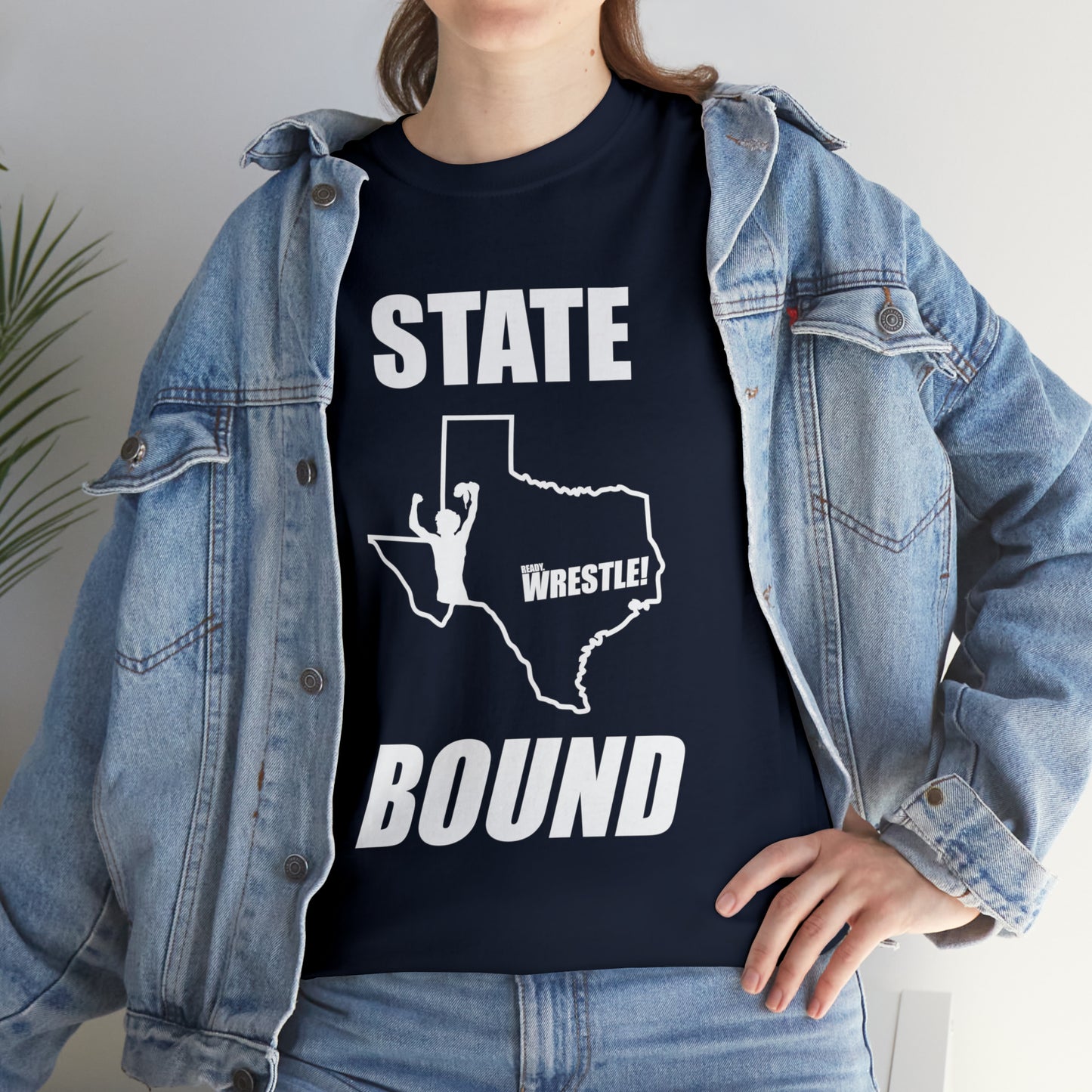 Texas State Bound, White Logo, Unisex Heavy Cotton Tee