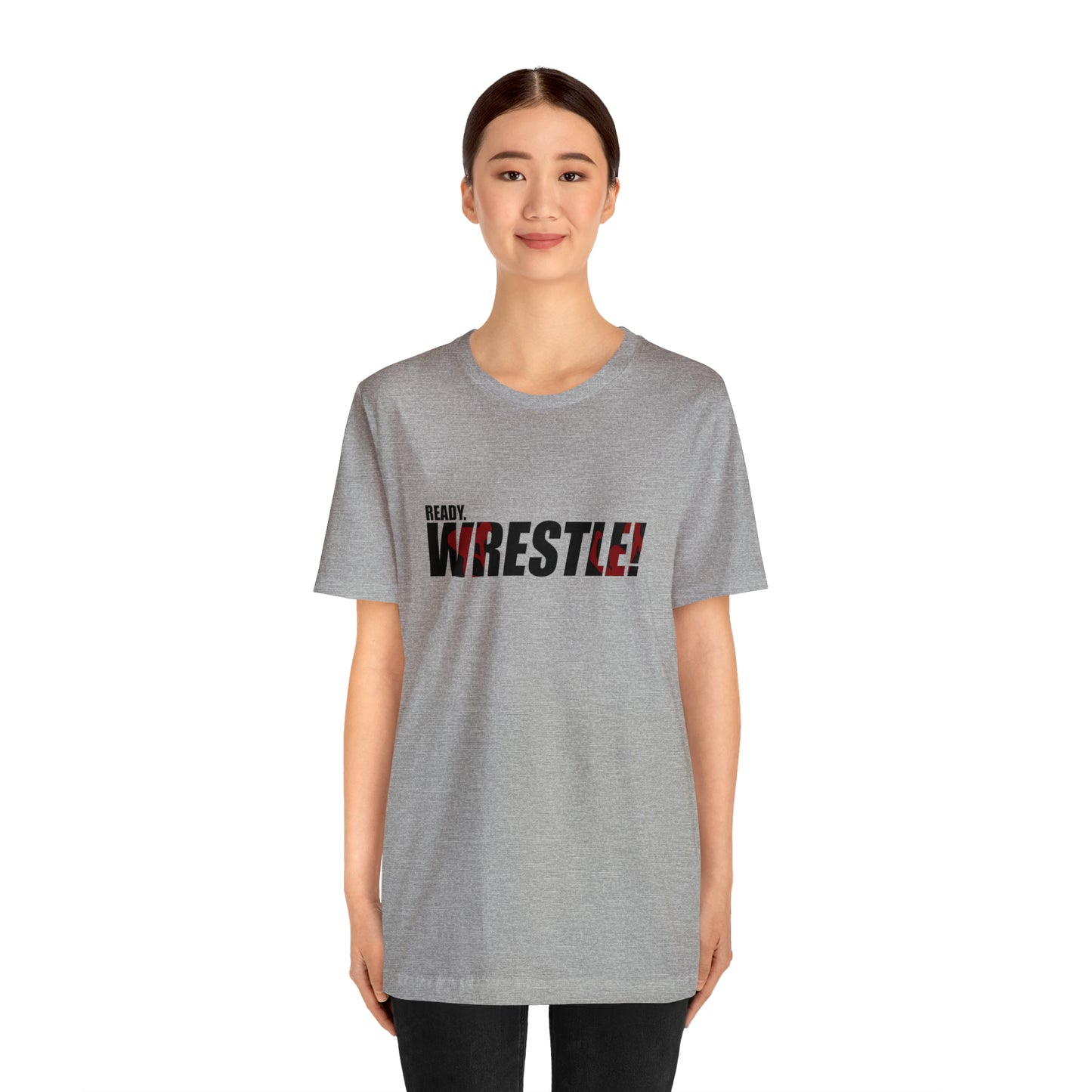 Ready. Wrestle! Black Logo w/Red Silhouettes, Unisex Heavy Cotton Tee Bella+Canvas