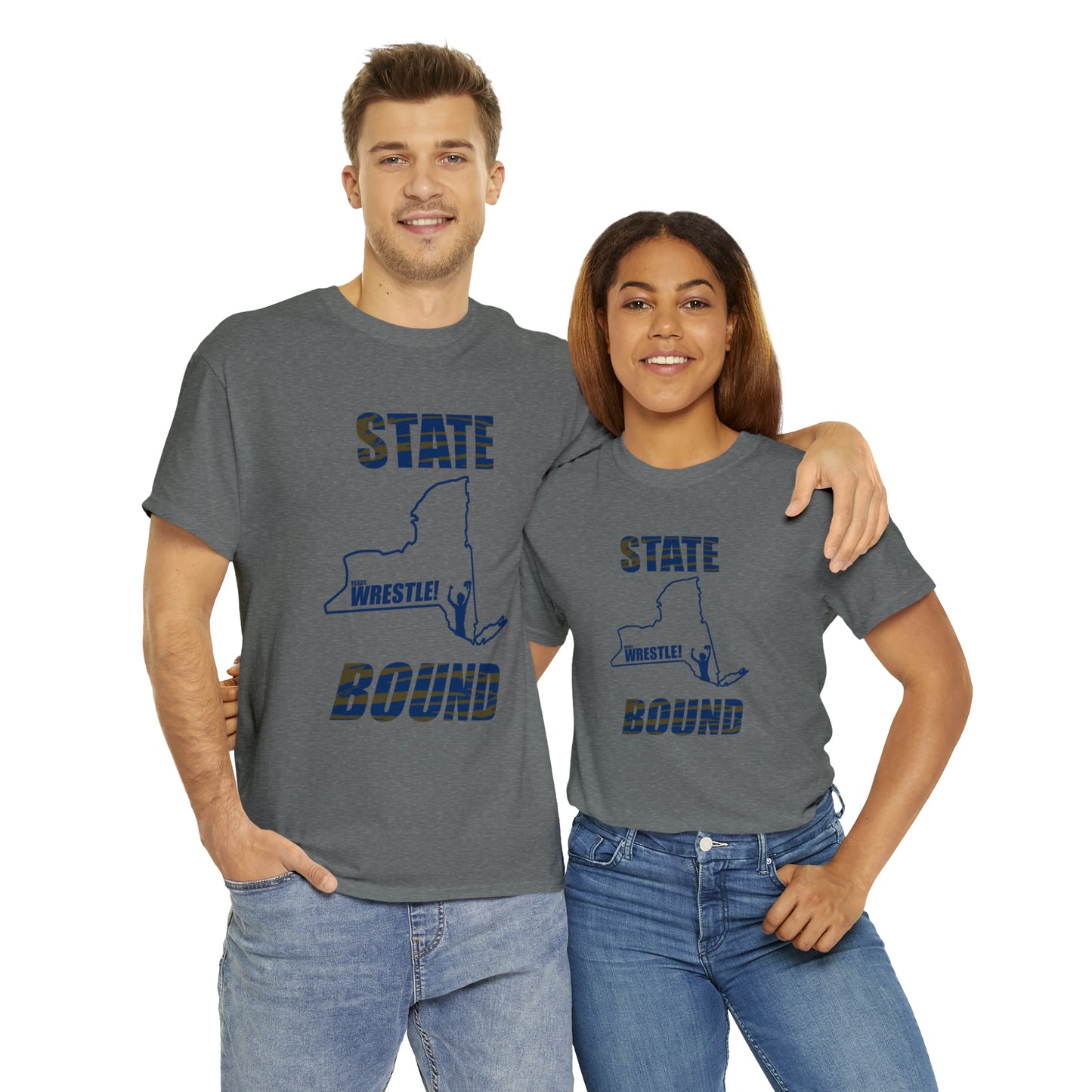 New York State Bound, Blue Logo, Tiger stripes, Unisex Heavy Cotton Tee