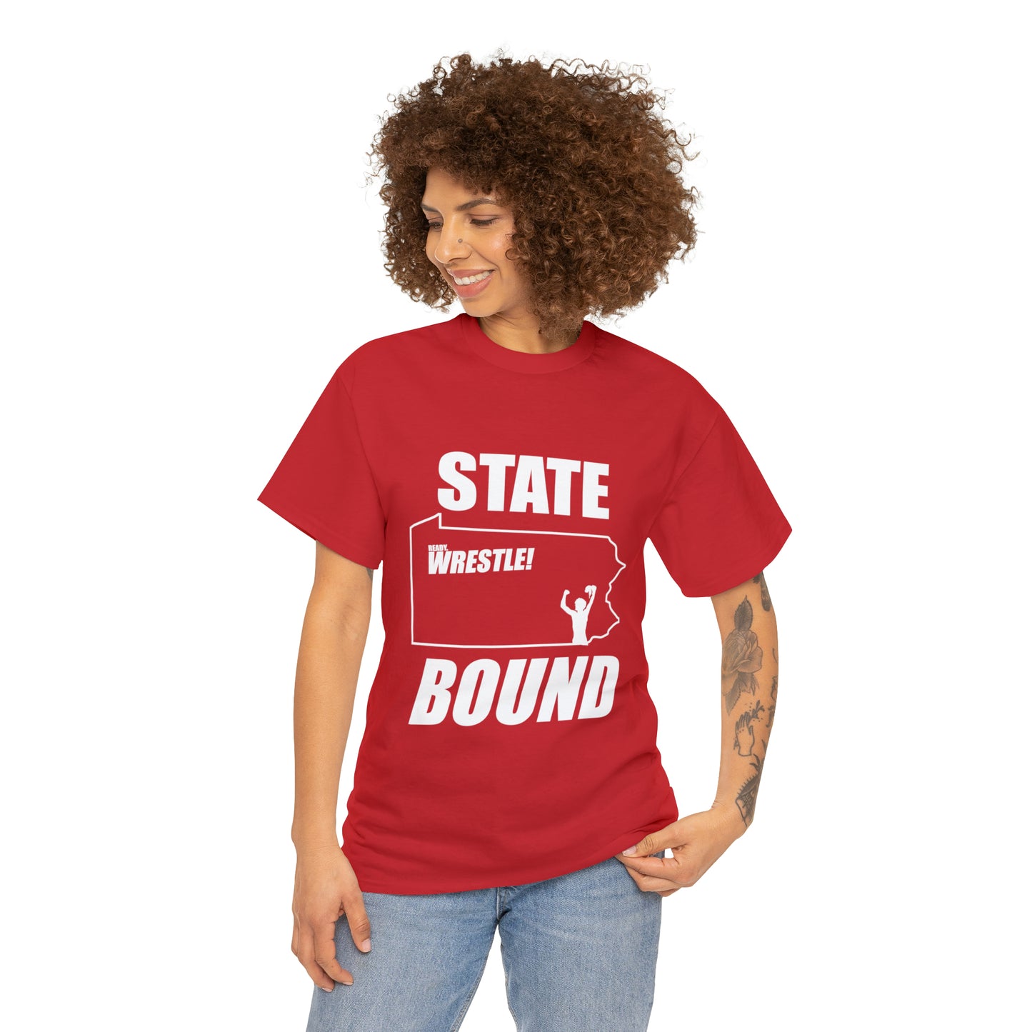 Pennsylvania State Bound, White Logo, Unisex Heavy Cotton Tee