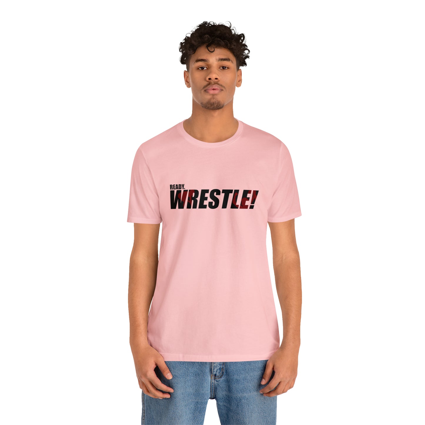 Ready. Wrestle! Black Logo w/Red Silhouettes, Unisex Heavy Cotton Tee Bella+Canvas