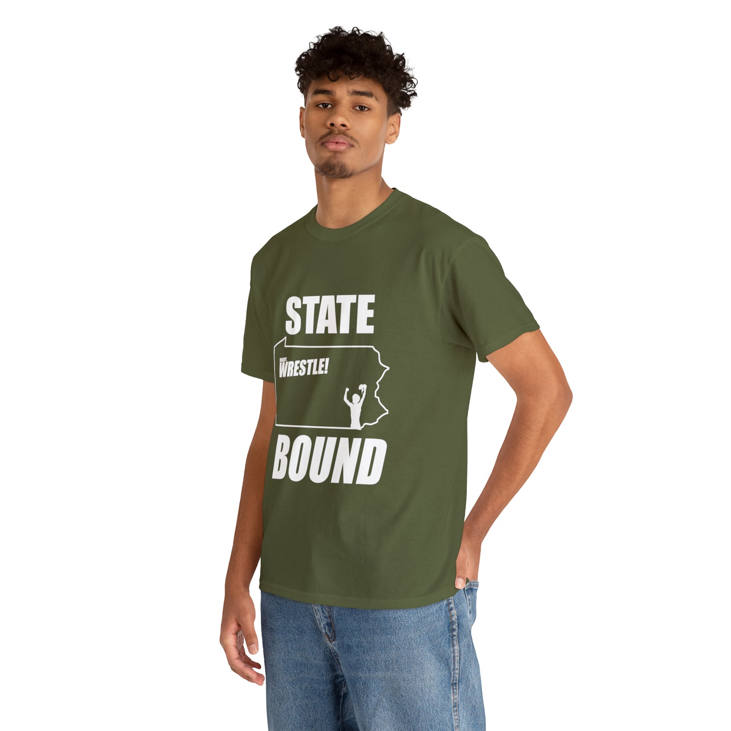 Pennsylvania State Bound, White Logo, Unisex Heavy Cotton Tee