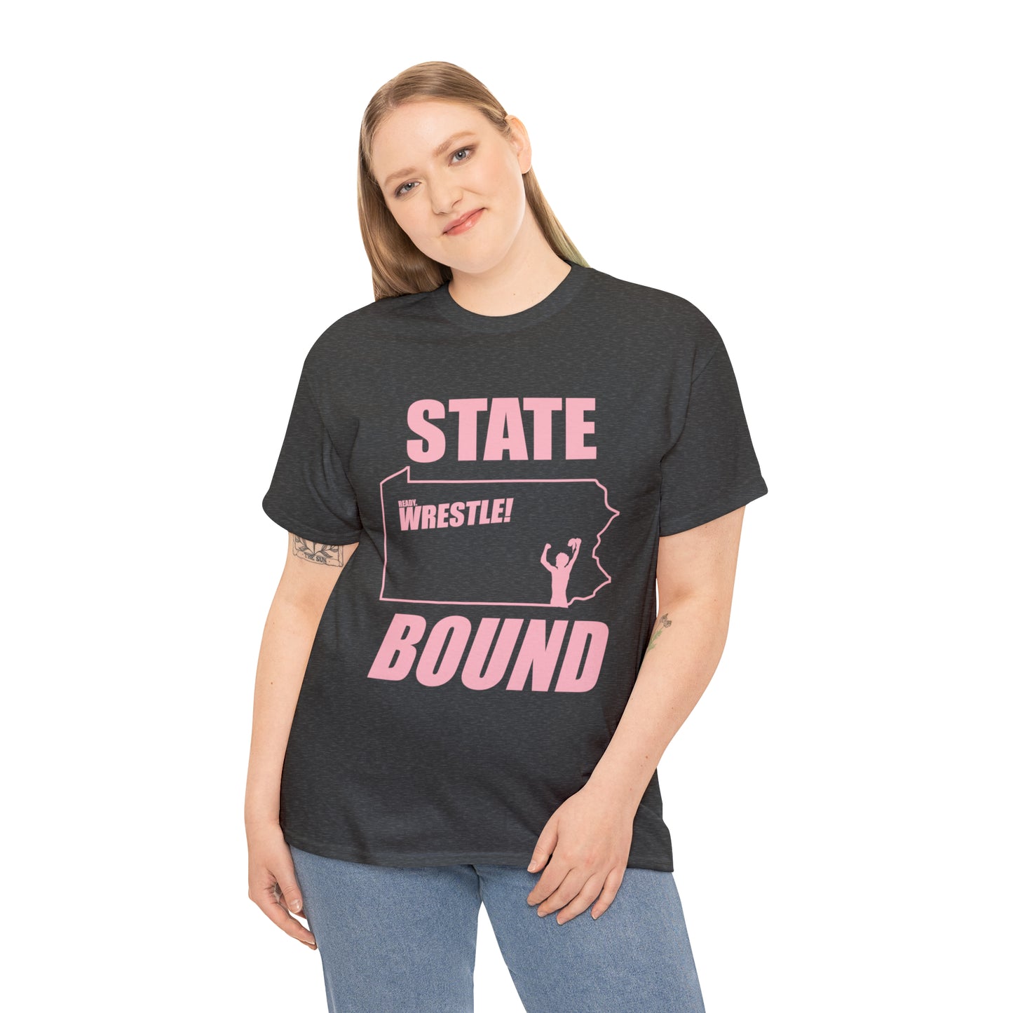 Pennsylvania State Bound, Pink Logo, Unisex Heavy Cotton Tee