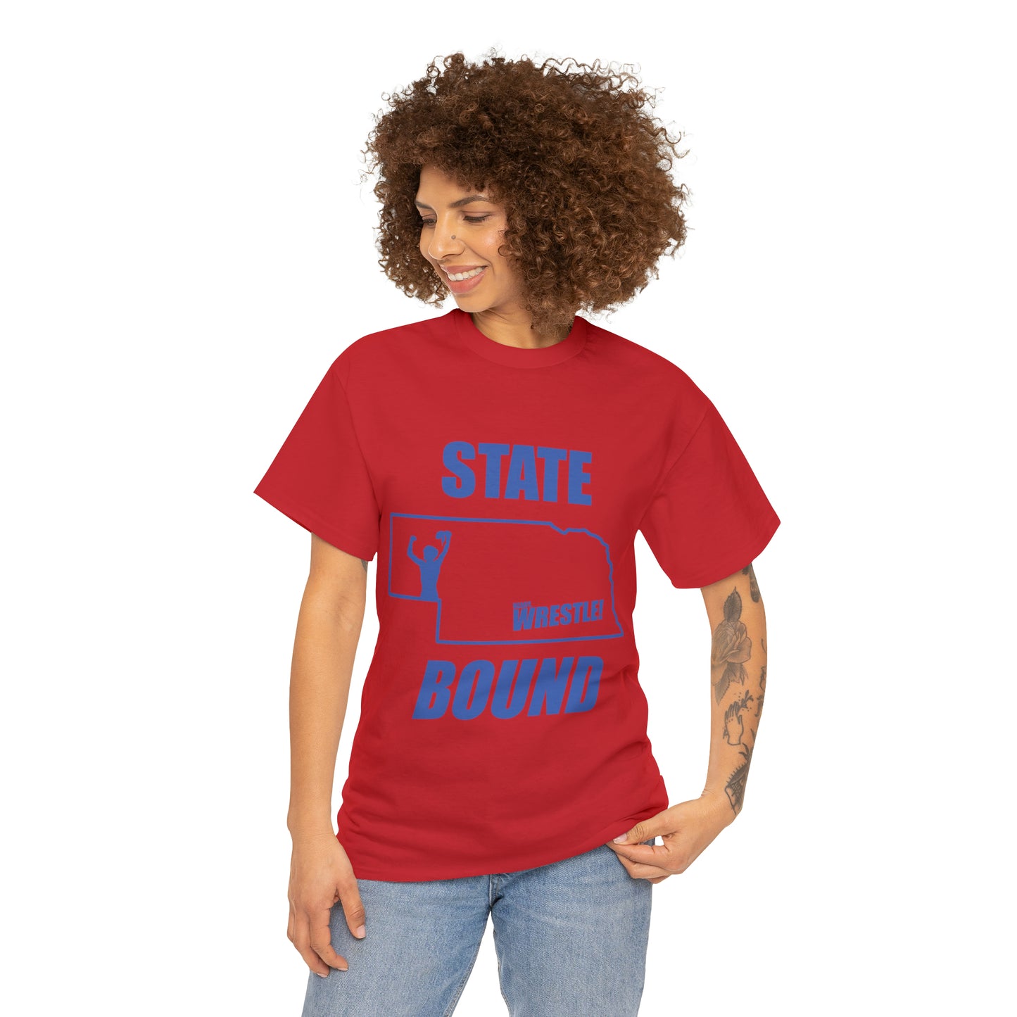 Nebraska State Bound, Royal Blue Logo, Unisex Heavy Cotton Tee