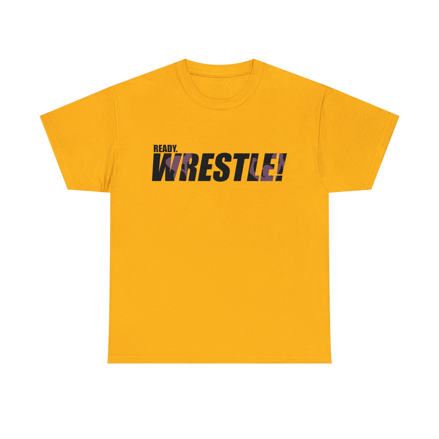 Ready. Wrestle! Black Logo w/Pink Silhouettes, Unisex Heavy Cotton Tee