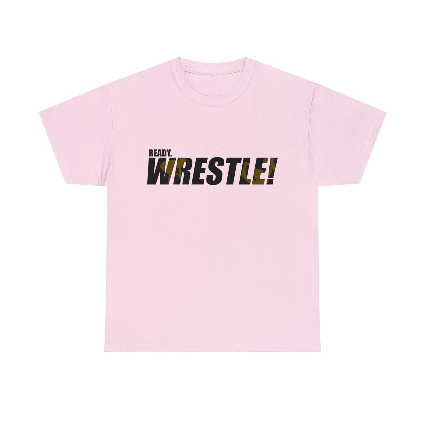 Ready. Wrestle! Black Logo w/Yellow Silhouettes, Unisex Heavy Cotton Tee