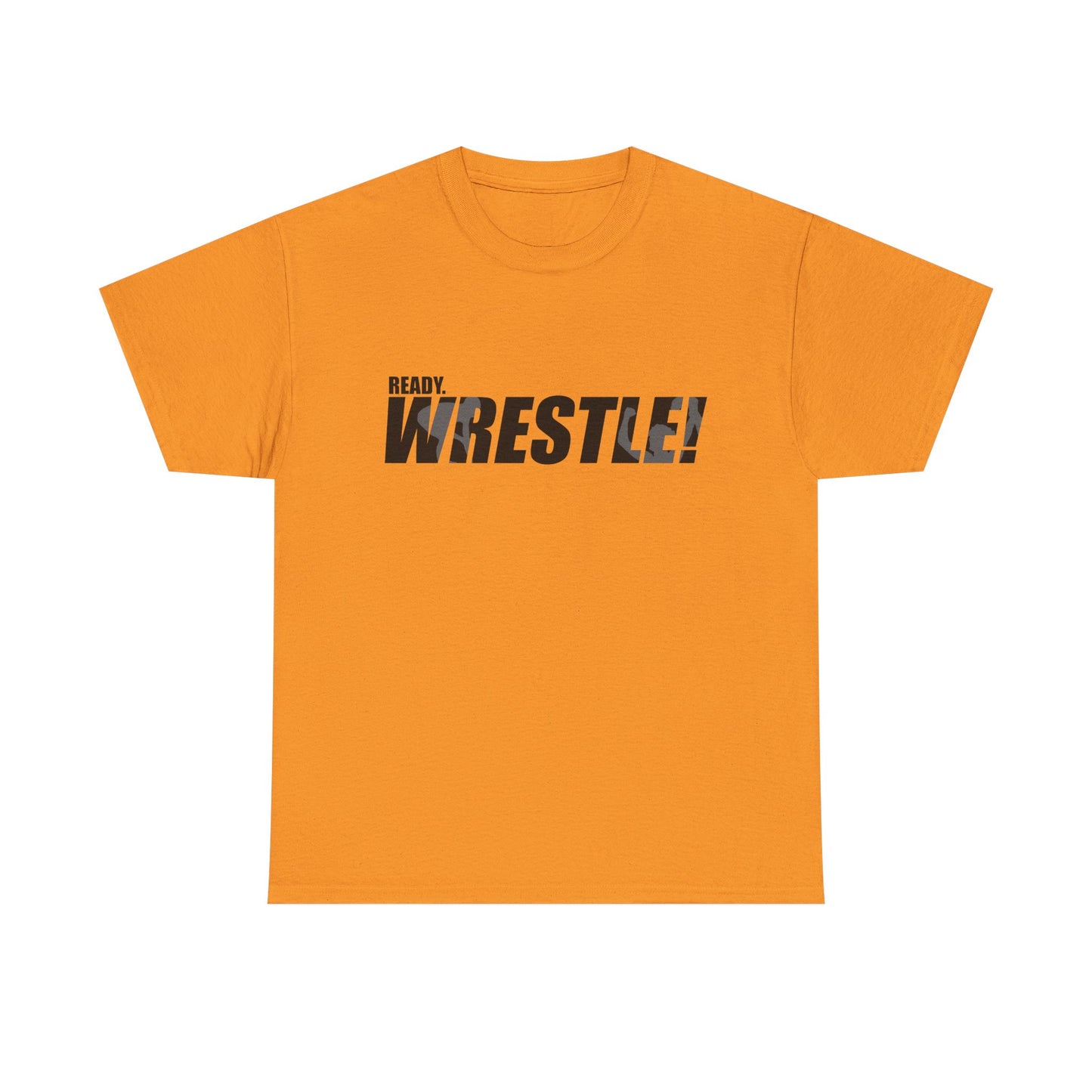 Ready. Wrestle! Black Logo w/White Silhouettes, Unisex Heavy Cotton Tee