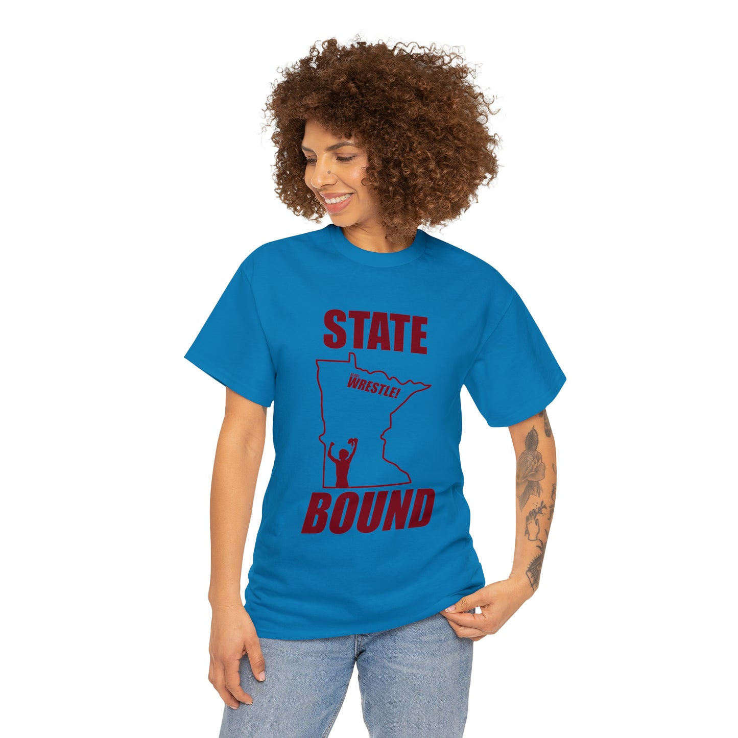 Minnetsota State Bound, Maroon Logo, Unisex Heavy Cotton Tee