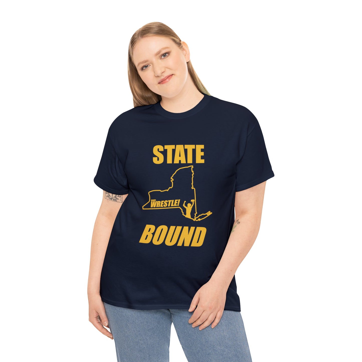 New York State Bound, Gold Logo, Unisex Heavy Cotton Tee