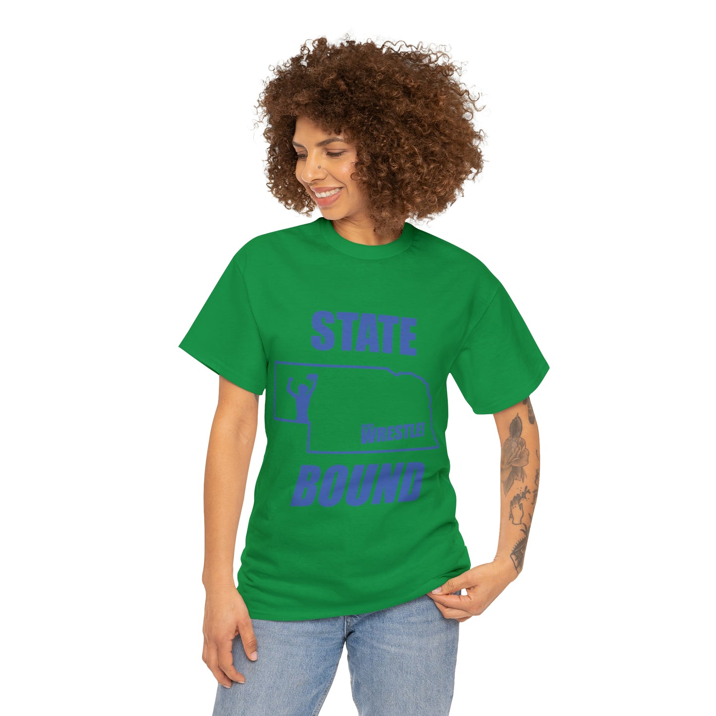 Nebraska State Bound, Royal Blue Logo, Unisex Heavy Cotton Tee