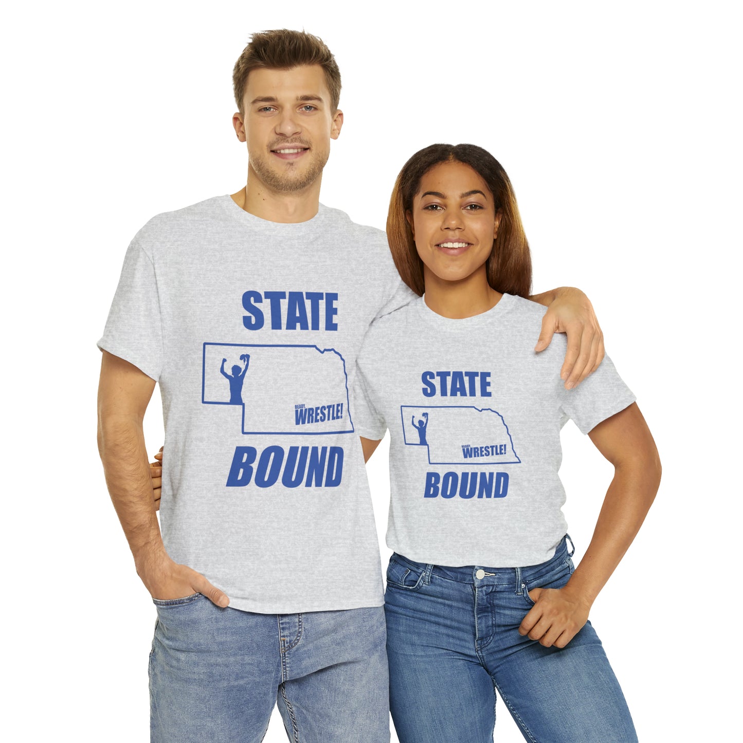 Nebraska State Bound, Royal Blue Logo, Unisex Heavy Cotton Tee