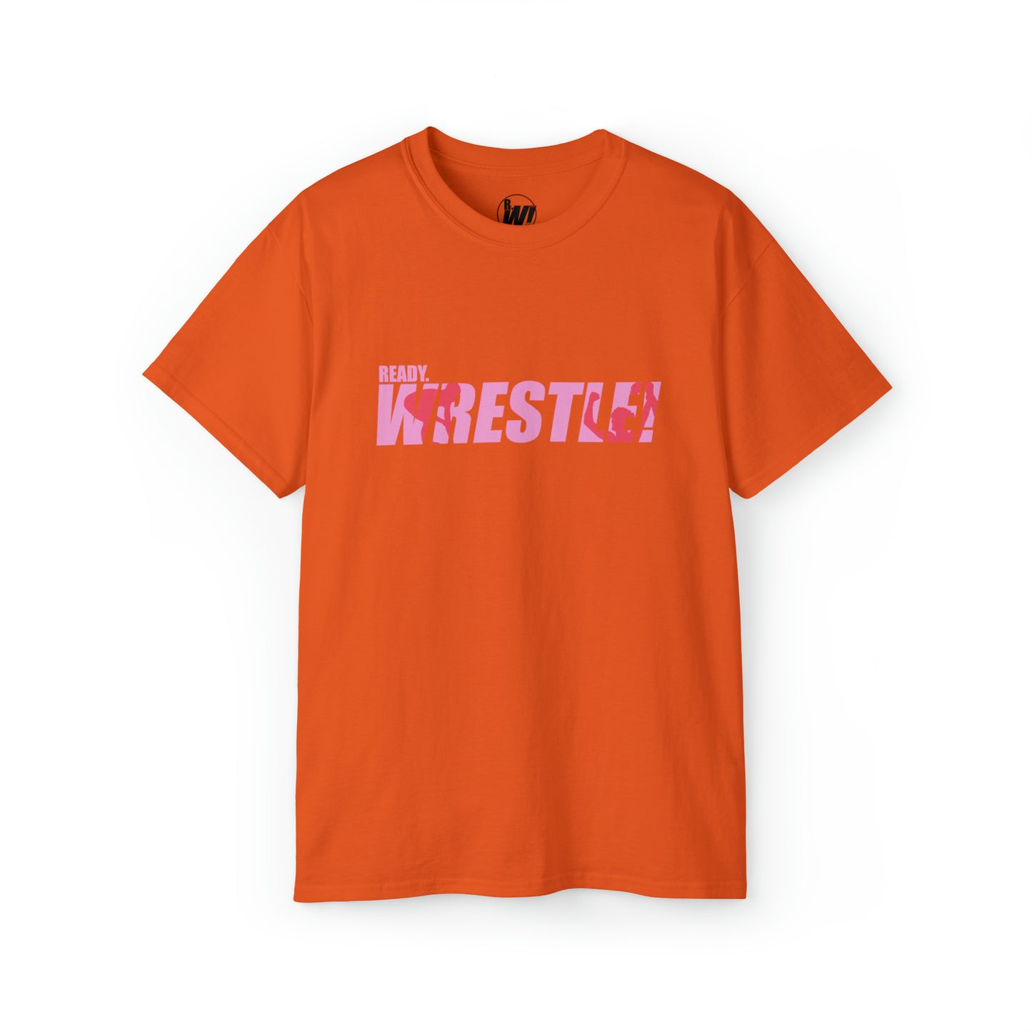 Ready. Wrestle!, Unisex Ultra Cotton Tee, Pink/Red Logo