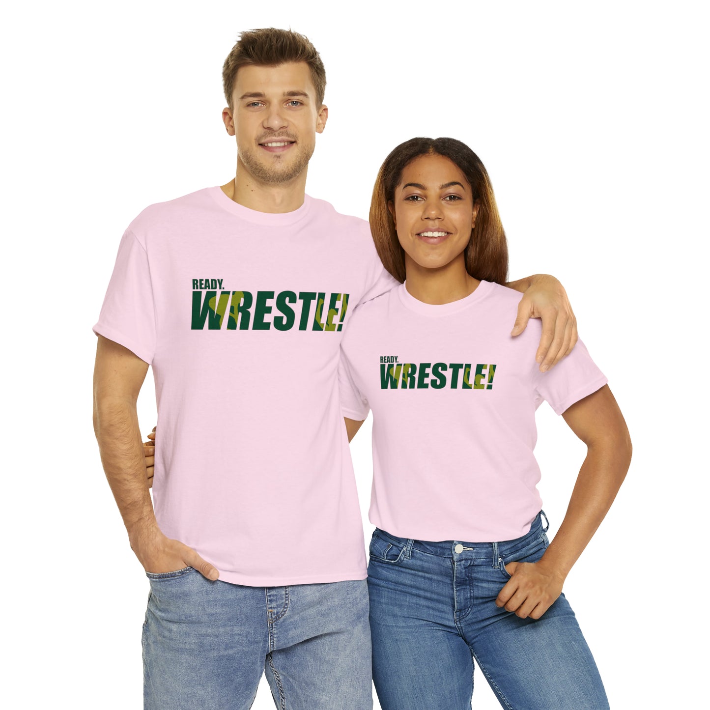 Ready. Wrestle! Green/Gold Logo, Unisex Heavy Cotton Tee