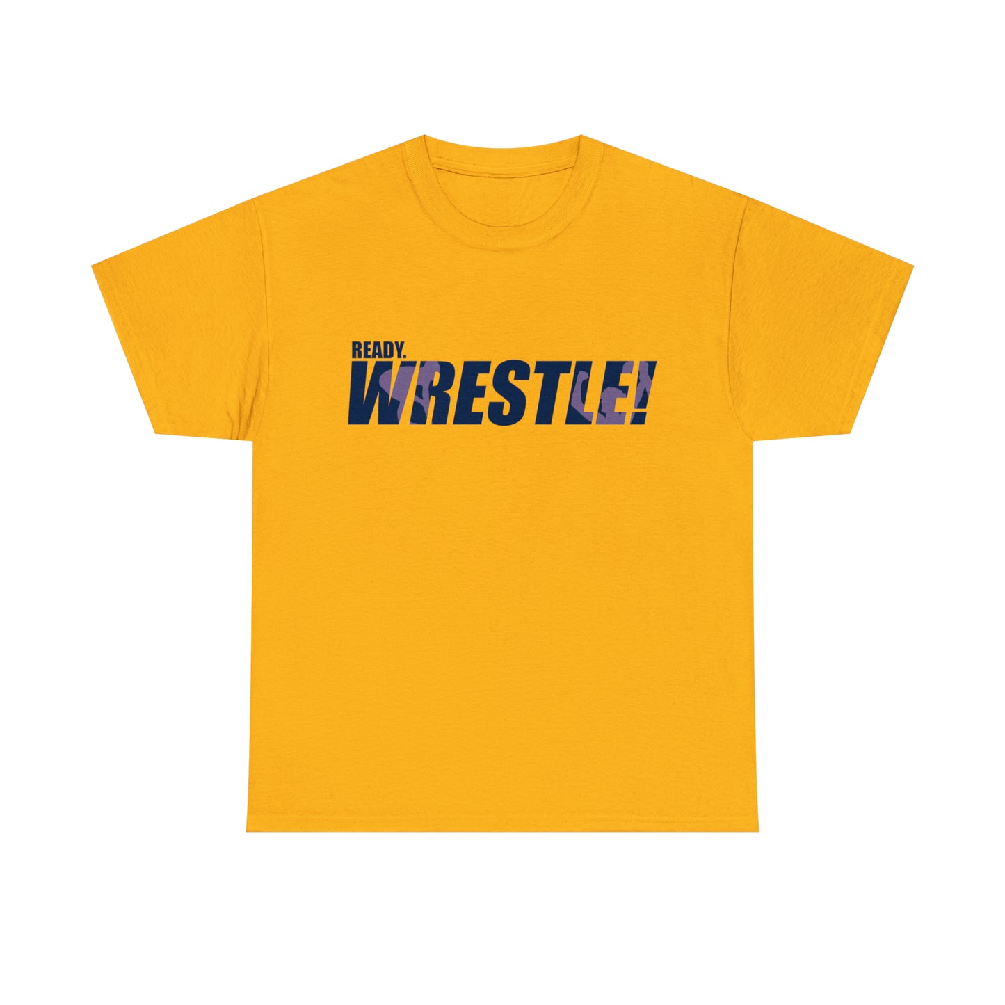 Ready. Wrestle! Navy Logo w/Pink Silhouettes, Unisex Heavy Cotton Tee