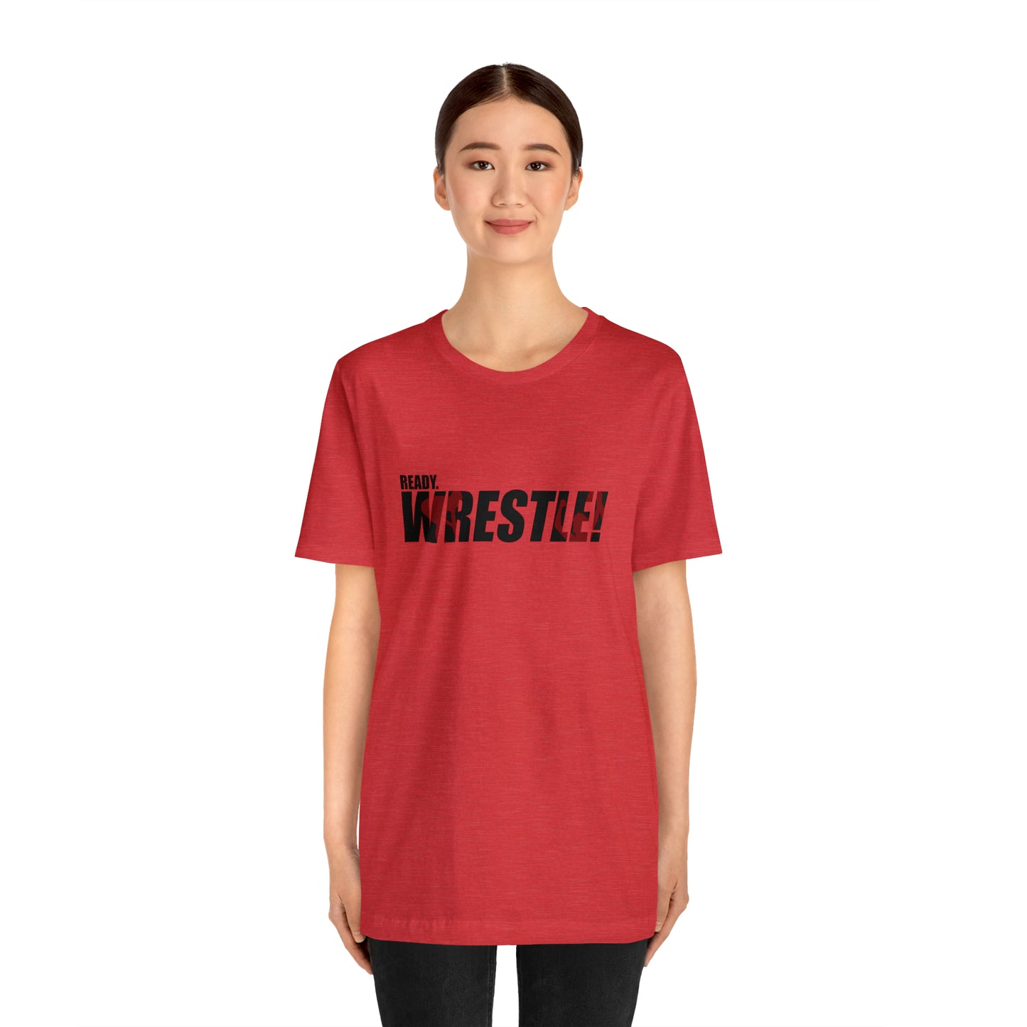 Ready. Wrestle! Black Logo w/Red Silhouettes, Unisex Heavy Cotton Tee Bella+Canvas