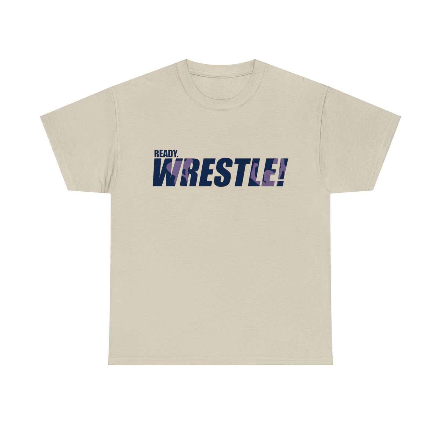 Ready. Wrestle! Navy Logo w/Pink Silhouettes, Unisex Heavy Cotton Tee