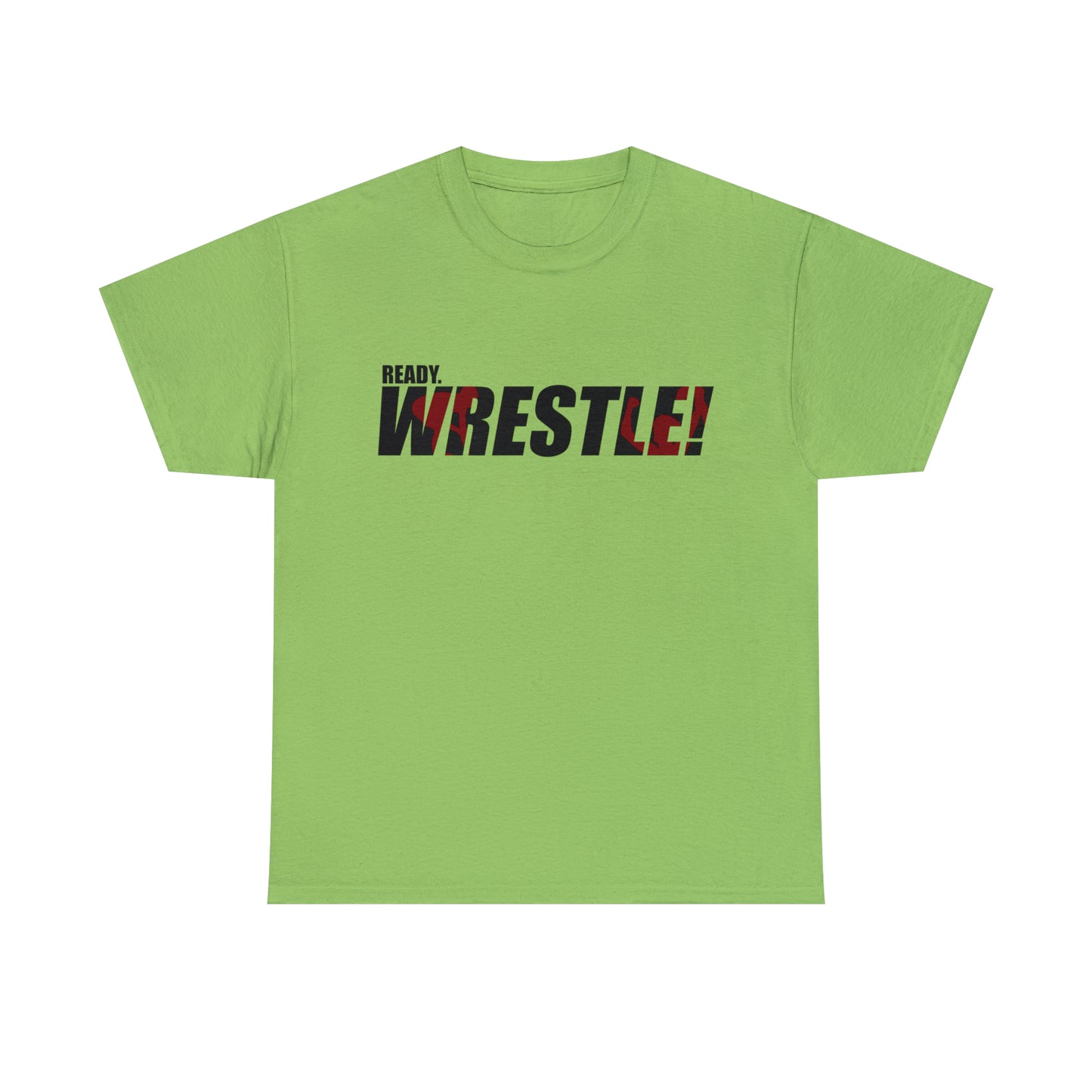 Ready. Wrestle! Black Logo w/Red Silhouettes, Unisex Heavy Cotton Tee