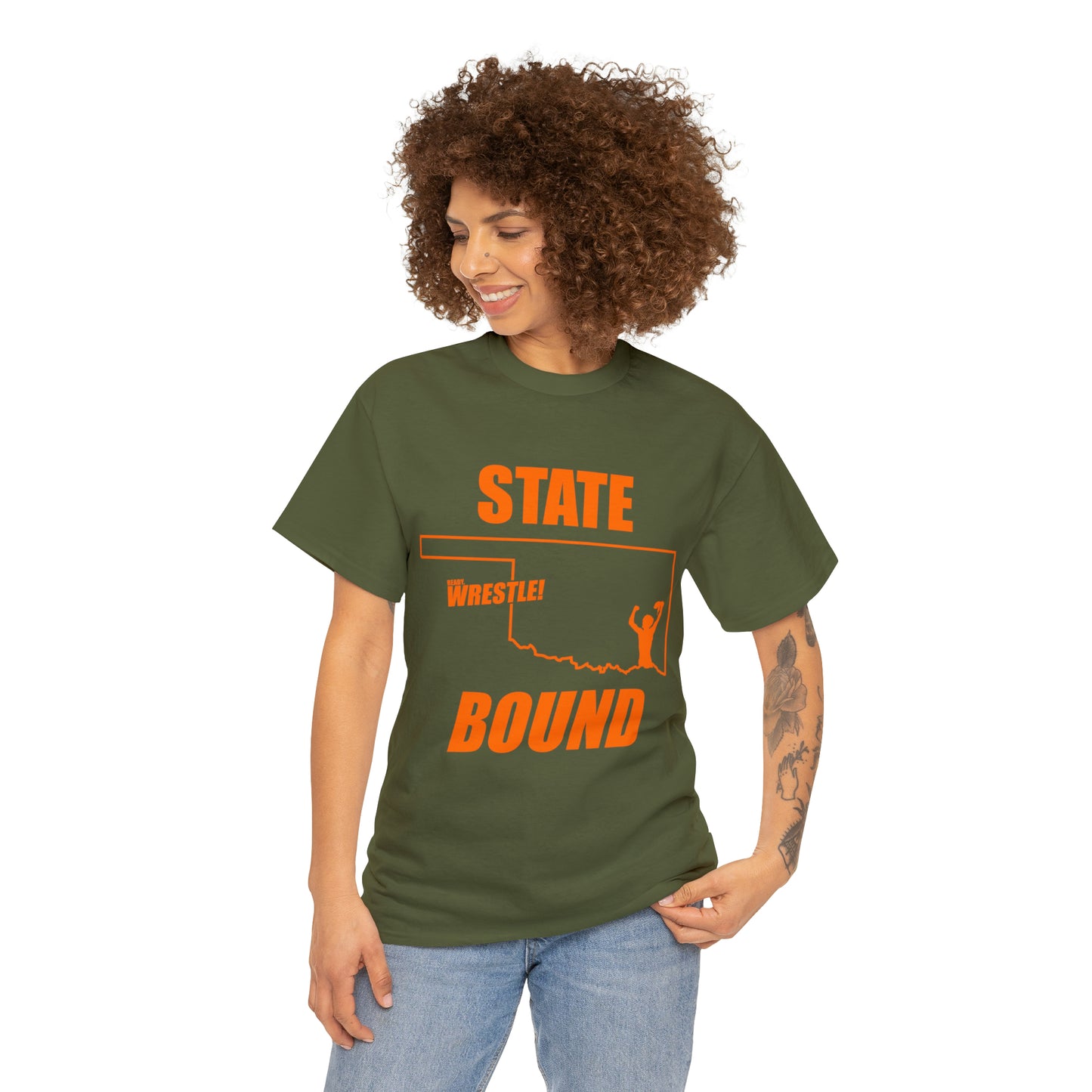 Oklahoma State Bound, Orange Logo, Unisex Heavy Cotton Tee