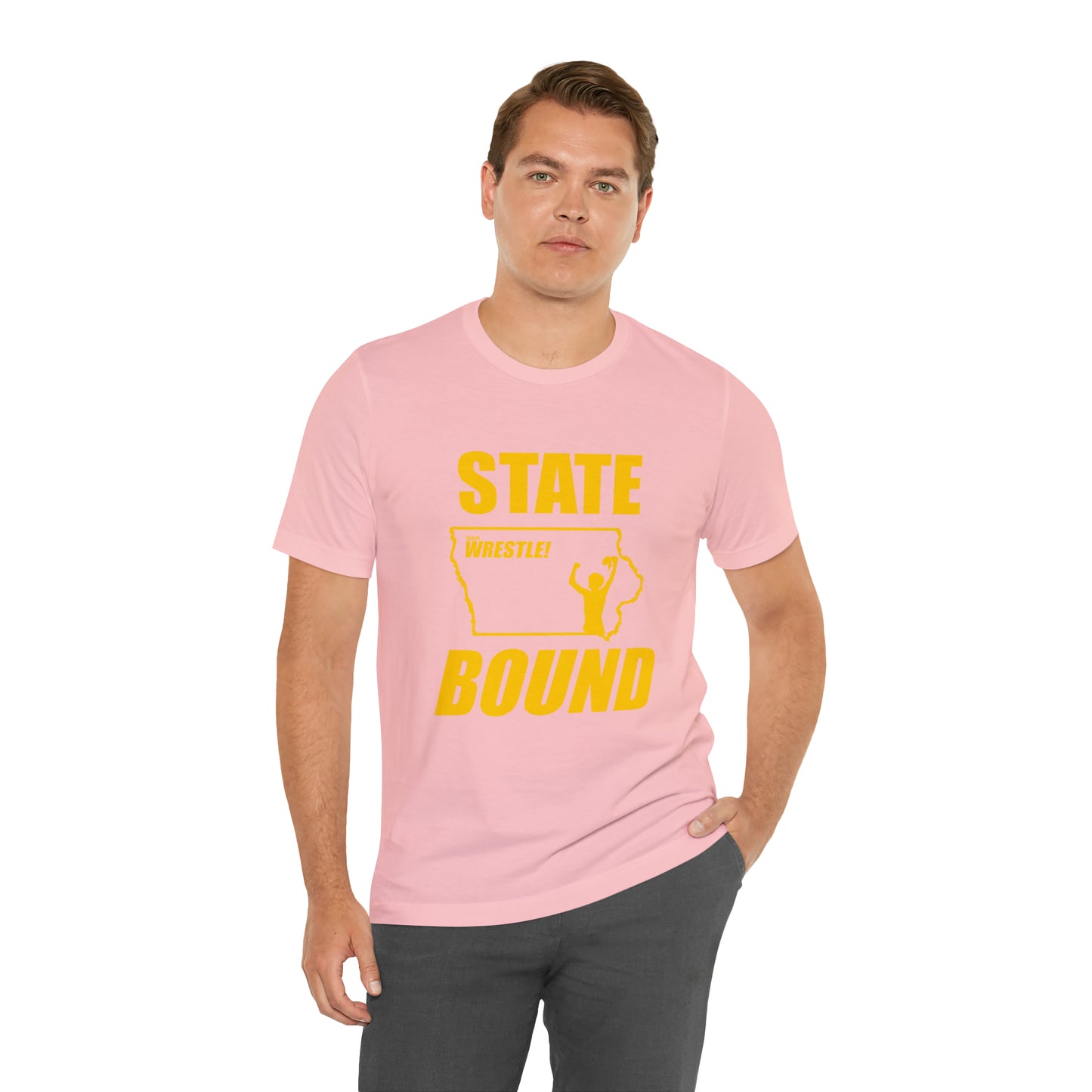 Iowa State Bound, Unisex Jersey Short Sleeve Tee, Gold Logo