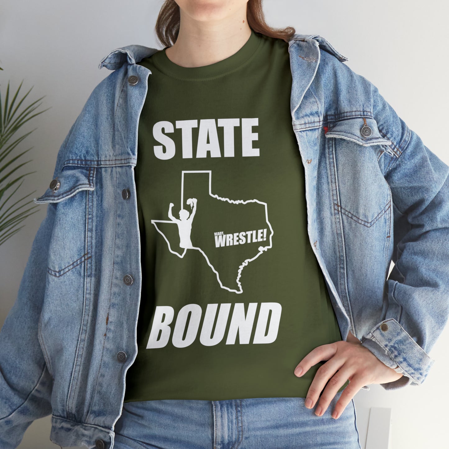 Texas State Bound, White Logo, Unisex Heavy Cotton Tee